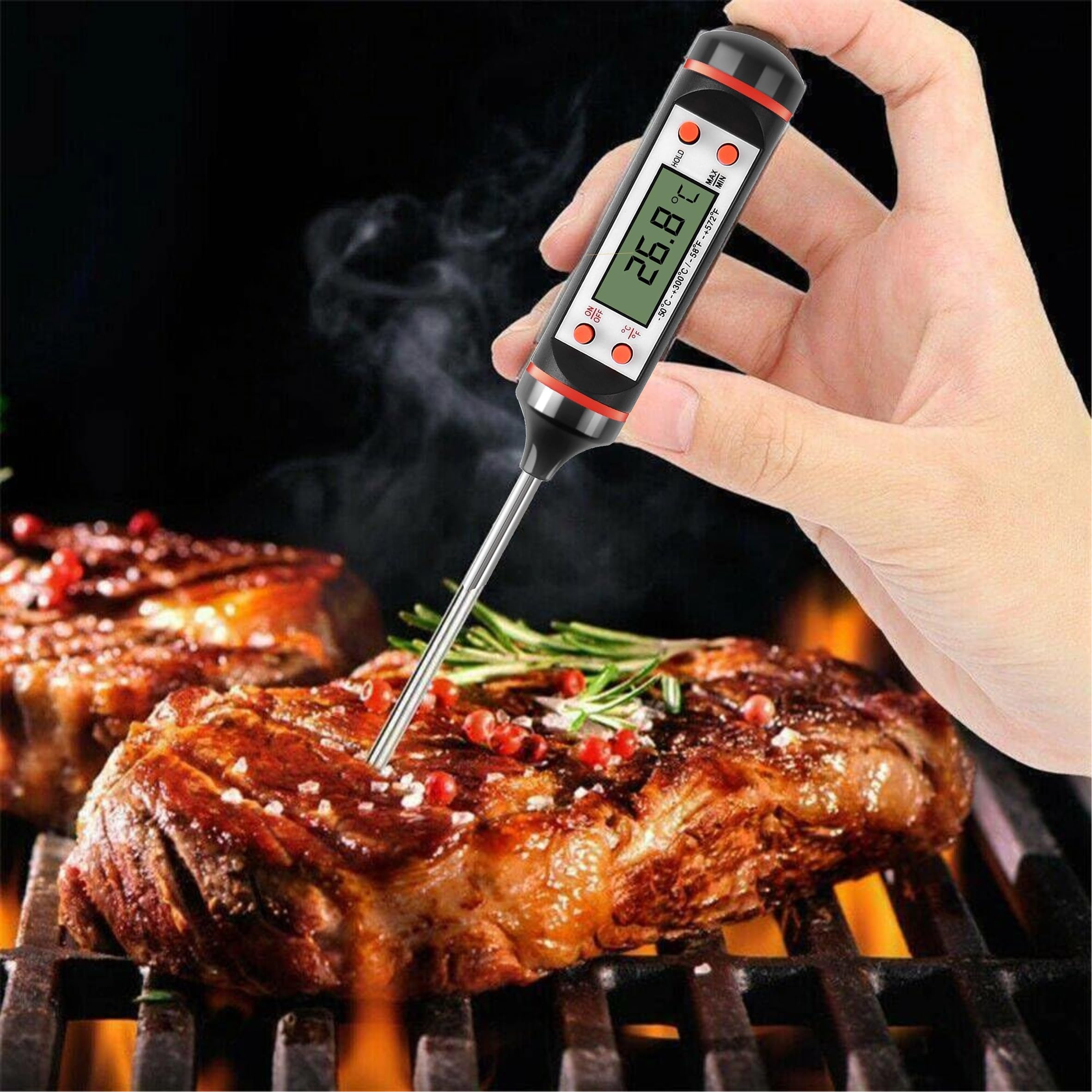LABART™ Waterproof Digital Thermometer for BBQ Meat Water Milk Oil Liquid, with Protective Cover Temp:-50~300℃ With 3 Month warranty (B0B6T3VR41) Amazon Price History, Amazon Price Tracker