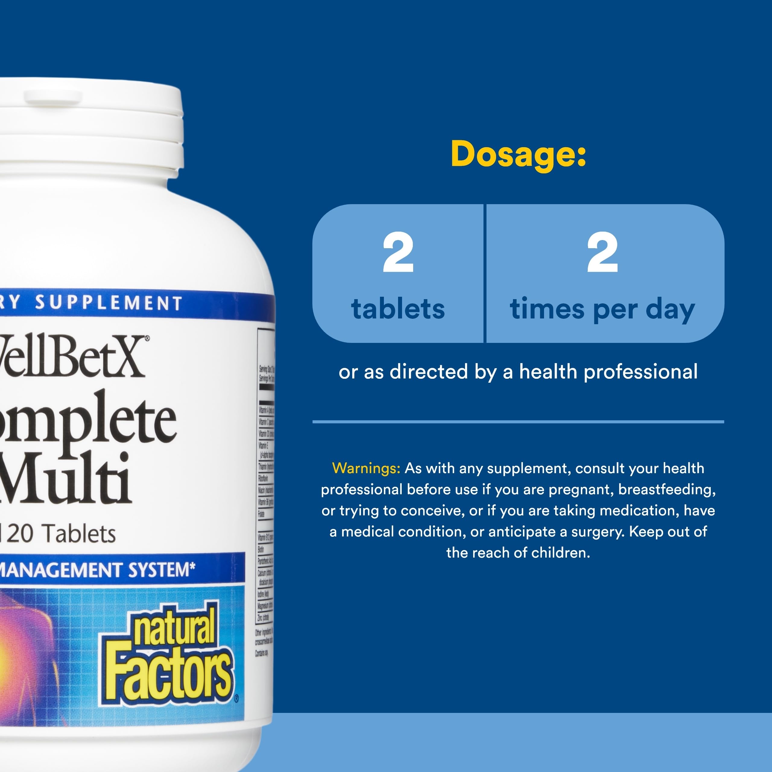 WellBetX Complete Multi by Natural Factors, Supports Healthy Carbohydrate Metabolism, 120 tablets, 120 Tablets — Amazon image 3