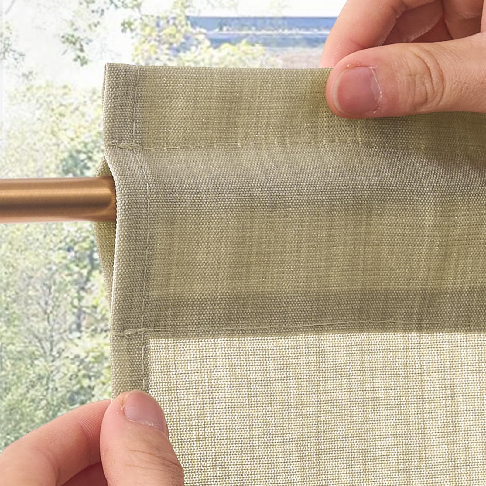 TOPICK Tenda Cucina Tende Corte Piccole Brise Vento, Taupe 65x115 cm 2 Pannelli con Passante per Traversa Per Finestra, Armadio, Mobile Basso, Camera e Copertura Sotto Lavandino