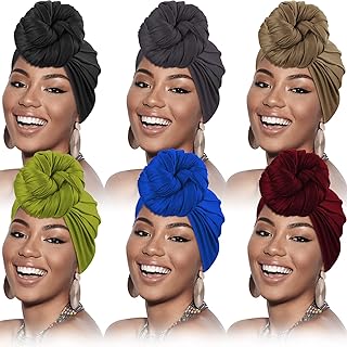 6 Pieces Head Wrap Scarf Turban Long Hair Scarf Wrap Soft Stretch Headwrap Solid Color Turban Tie Headband for Women Girls...
