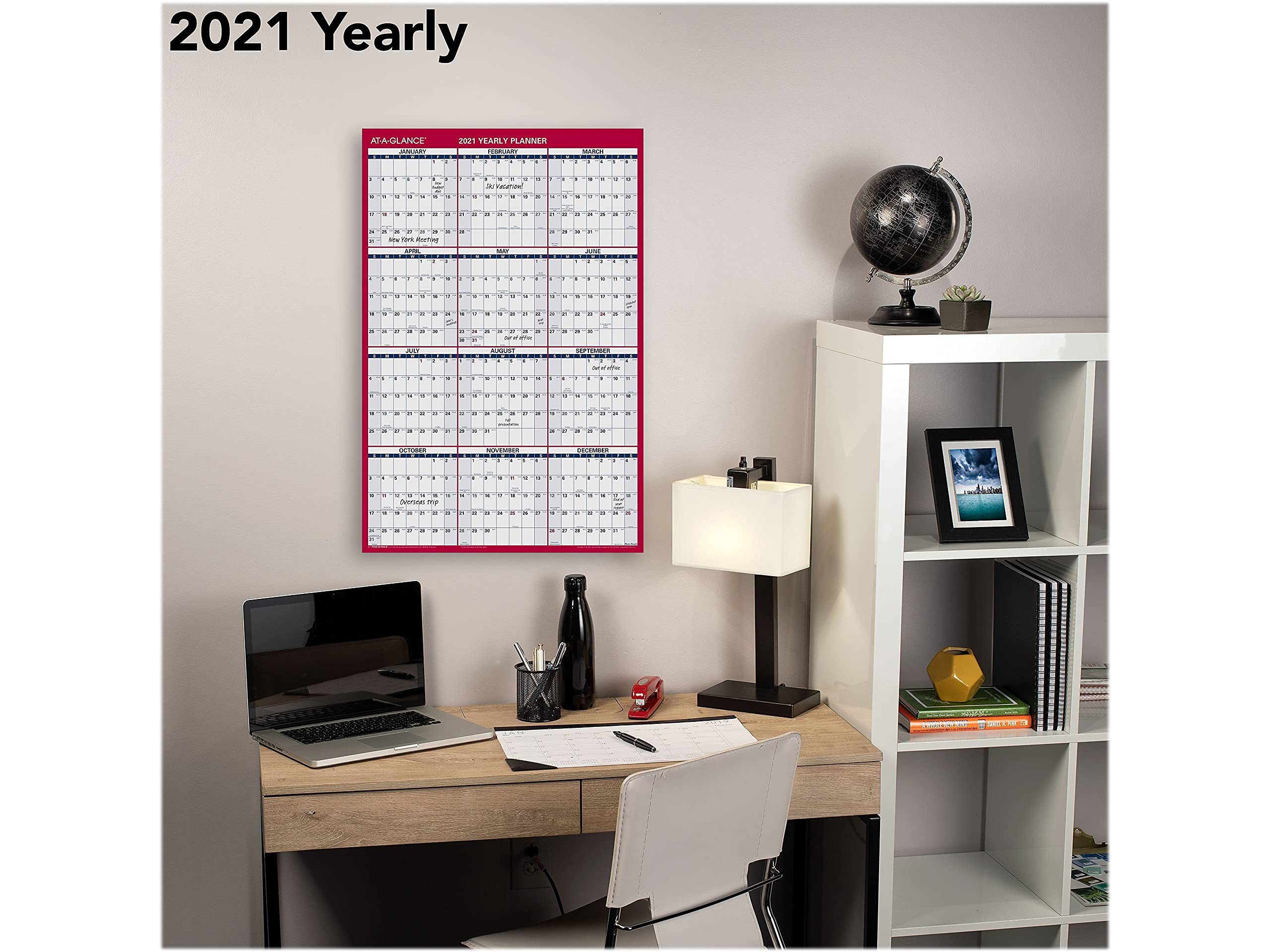 AT-A-GLANCE 2021 löschbarer Kalender, trocken abwischbar, 91,4 x 61 cm, groß, vertikal/horizontal, wendbar (PM262821)