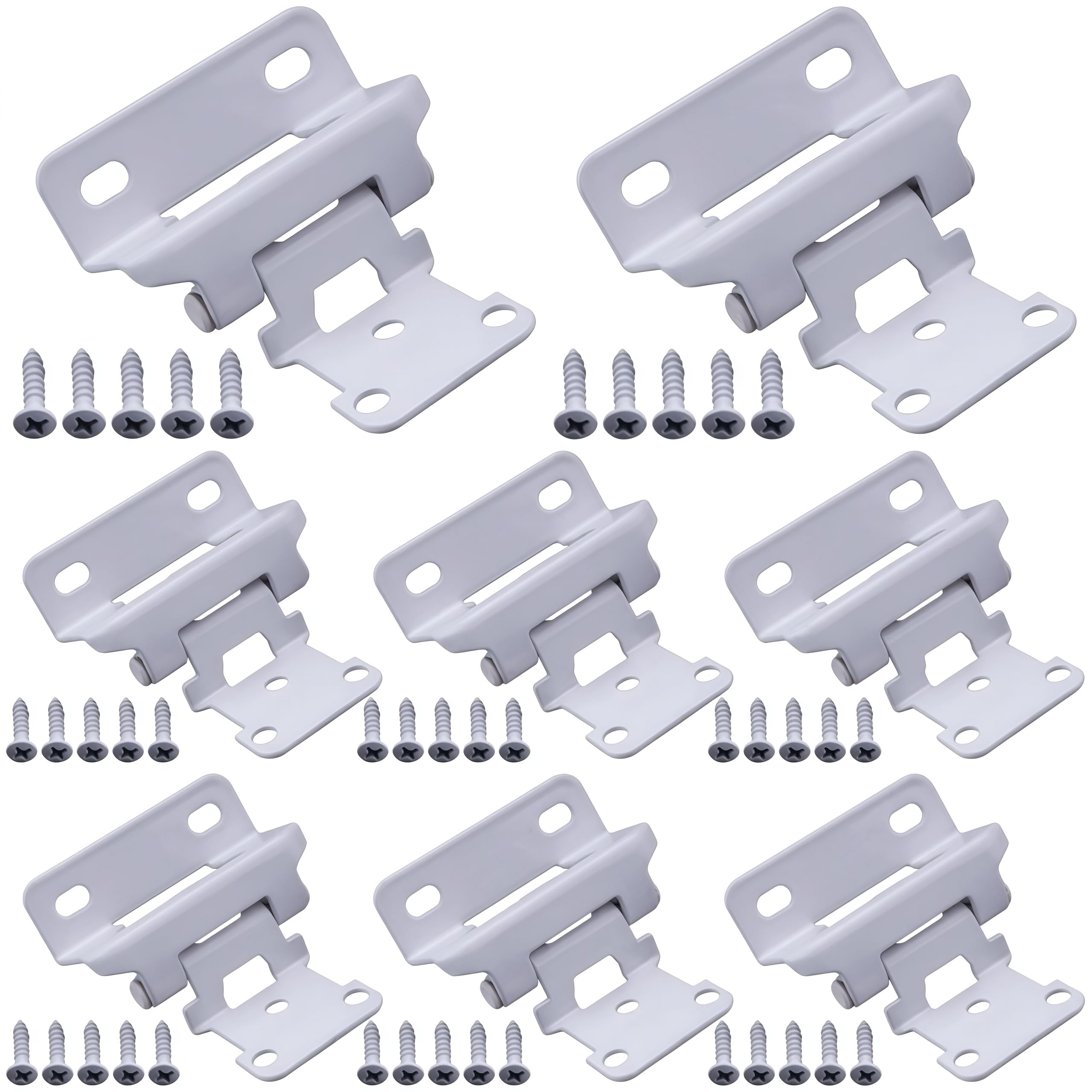 Vbnexyr White Folding Hinge 8 Pack Of Cold Rolled Steel 1/2 Inch Semi Cover Self Closing Hinges For Kitchen Cabinets With Semi Concealed Cover And Screws