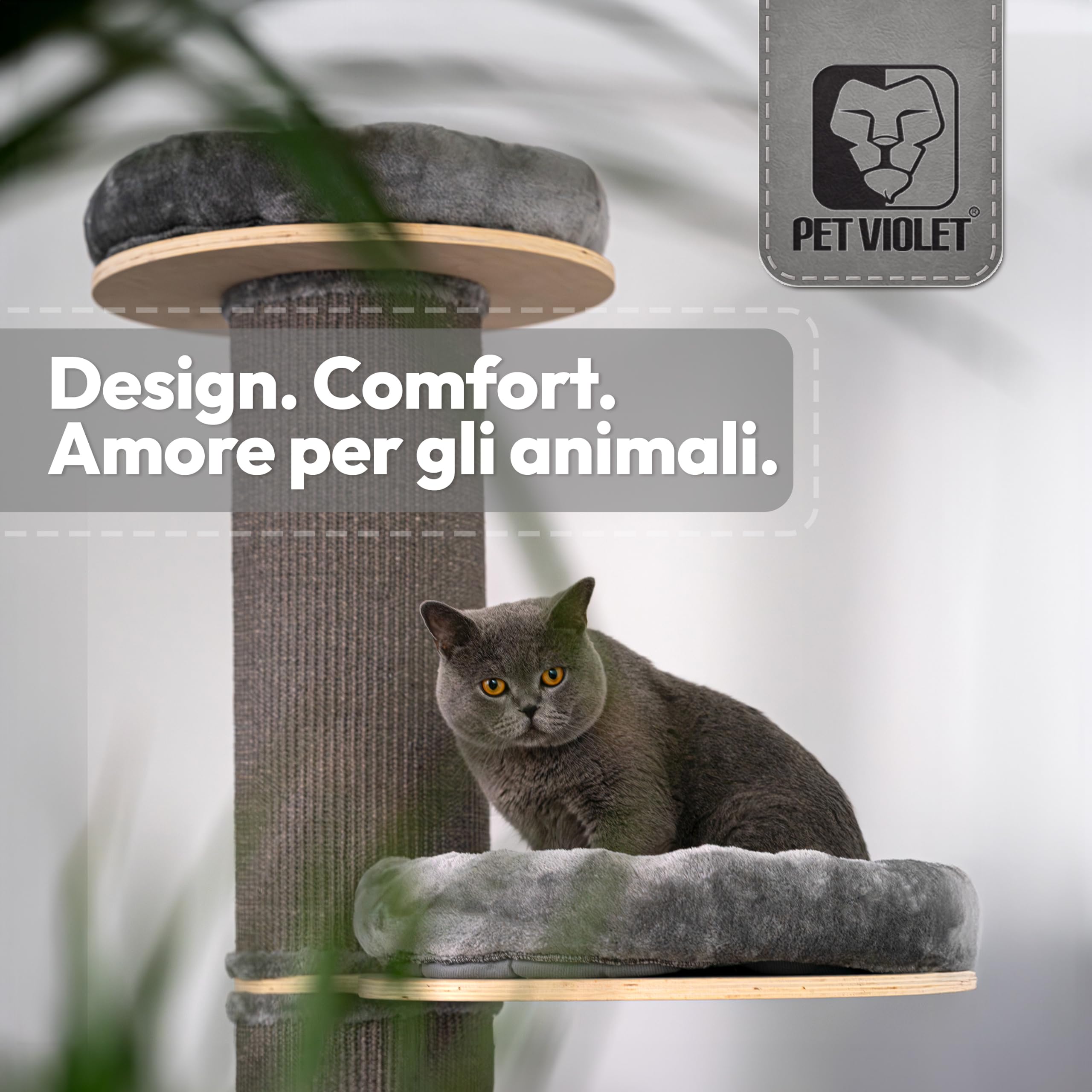 Tiragraffi per Gatti Adulti XXL 185 cm, Tappeto Premium, Grigio