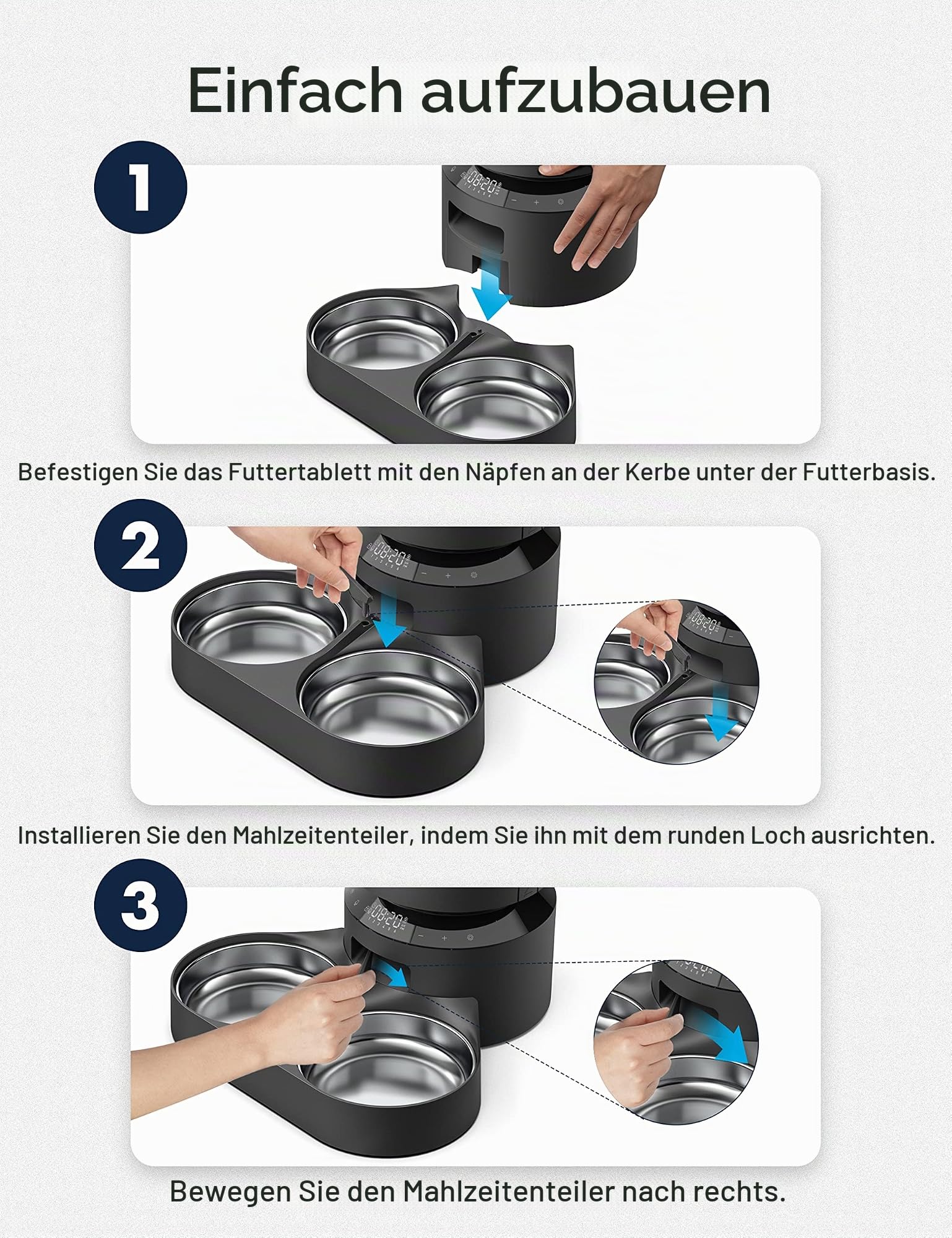 PETLIBRO Haustiernahrung Splitter mit Edelstahlnäpfen, Automatischer Katzenfutterspender für Zwei Katzen oder Hunde, geeignet Automatischer Katzenfutterspender PLAF005, PLAF006, PLAF103, PLAF203