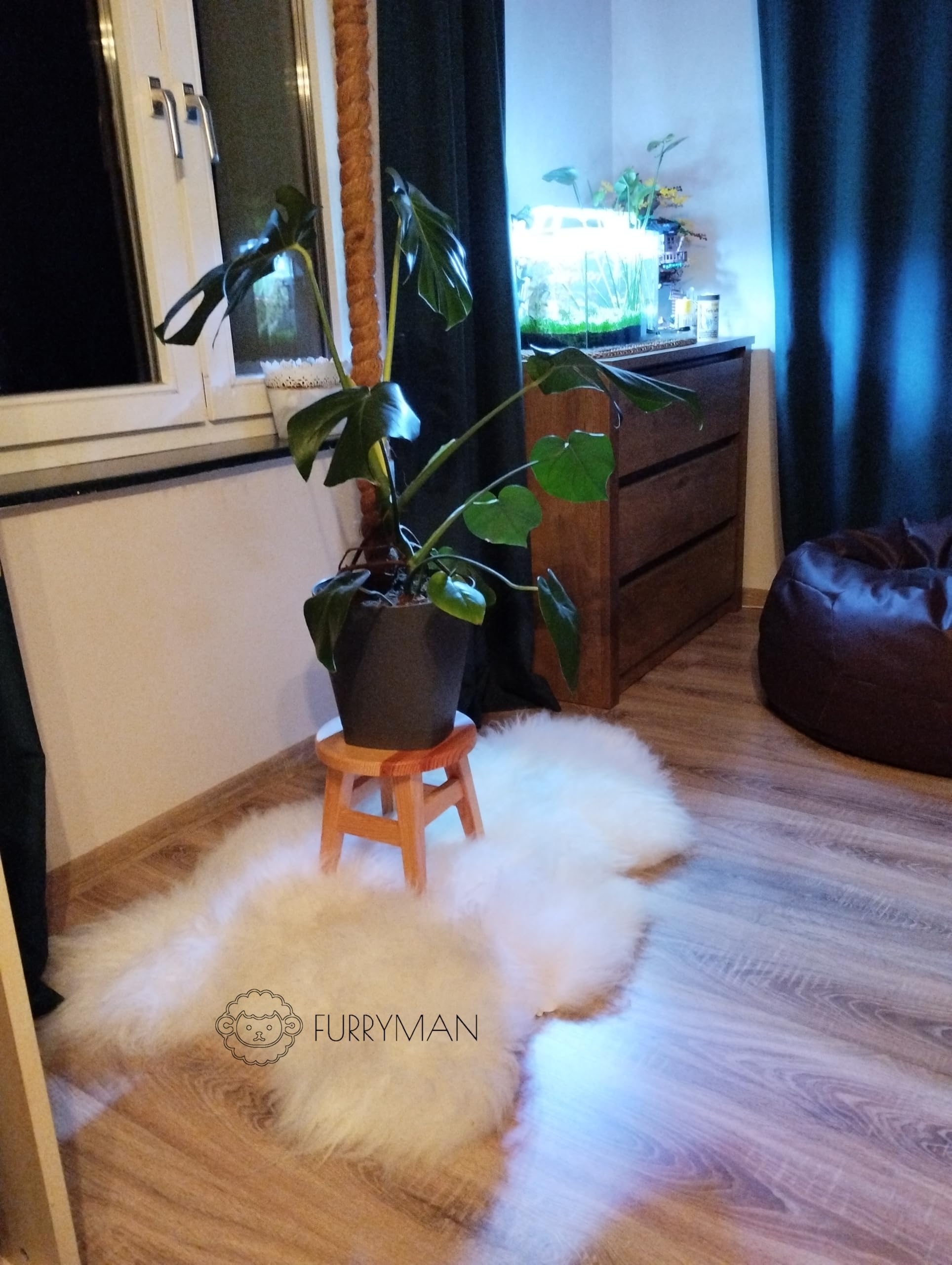 Natürliche Lammfell – groß weißes Schafsfell, 120 x 60 cm, chromfrei – Schafsfelldecken – naturbelassenes Lammfell - naturfell