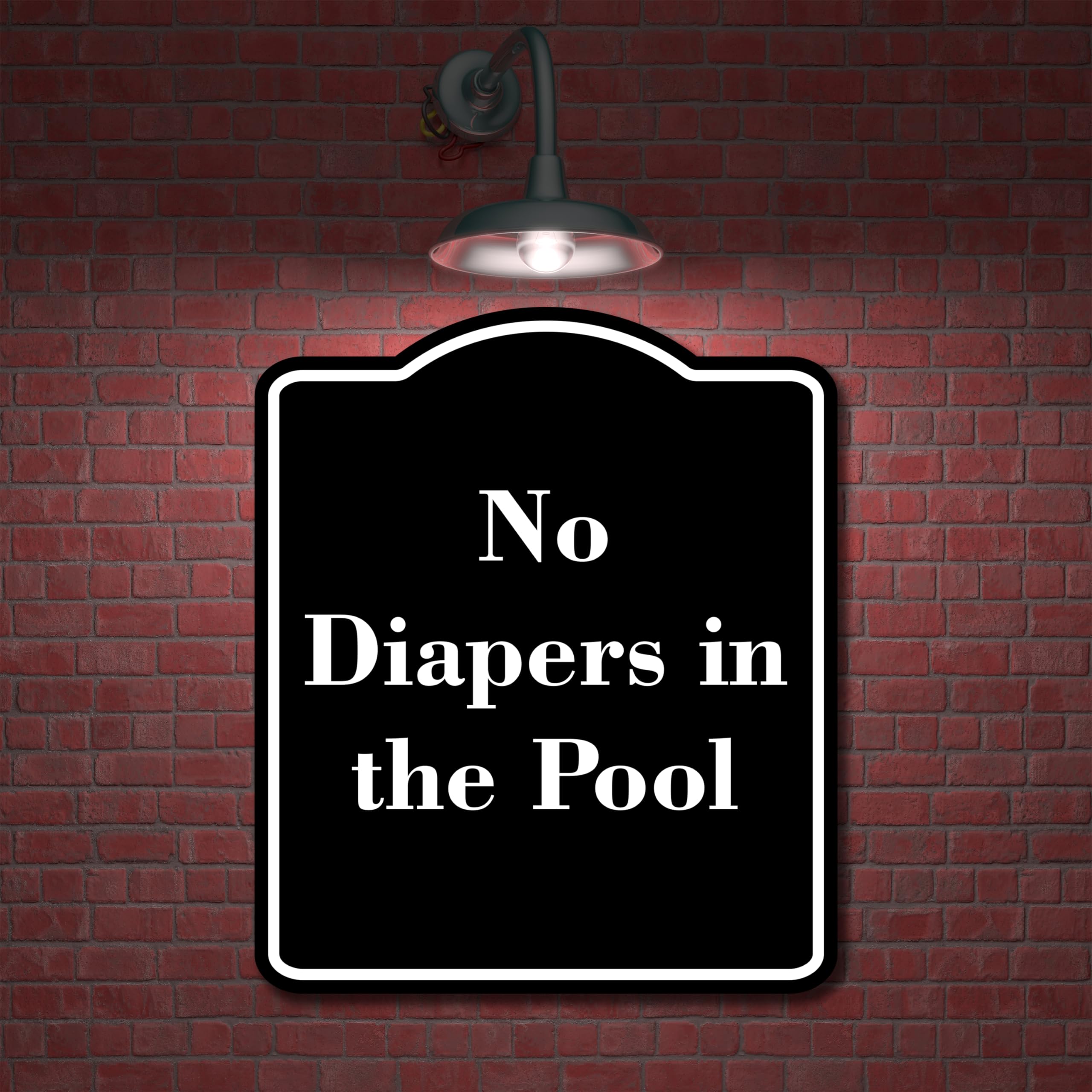 No Diapers in the Pool BLACK Aluminum Composite Sign 15''x18''