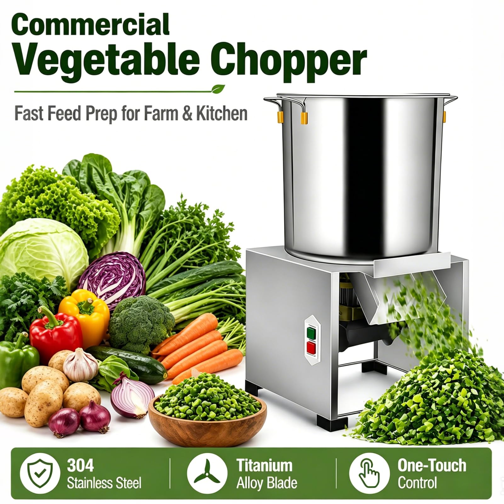 Déchiqueteuse Électrique de Légumes, Robot Culinaire Professionnel de 1000 à 1800 W avec 4 Lames de Rechange et Épaisseur Réglable, Coupe-Aliments pour Volaille en Acier Inoxydable Robuste 1800w