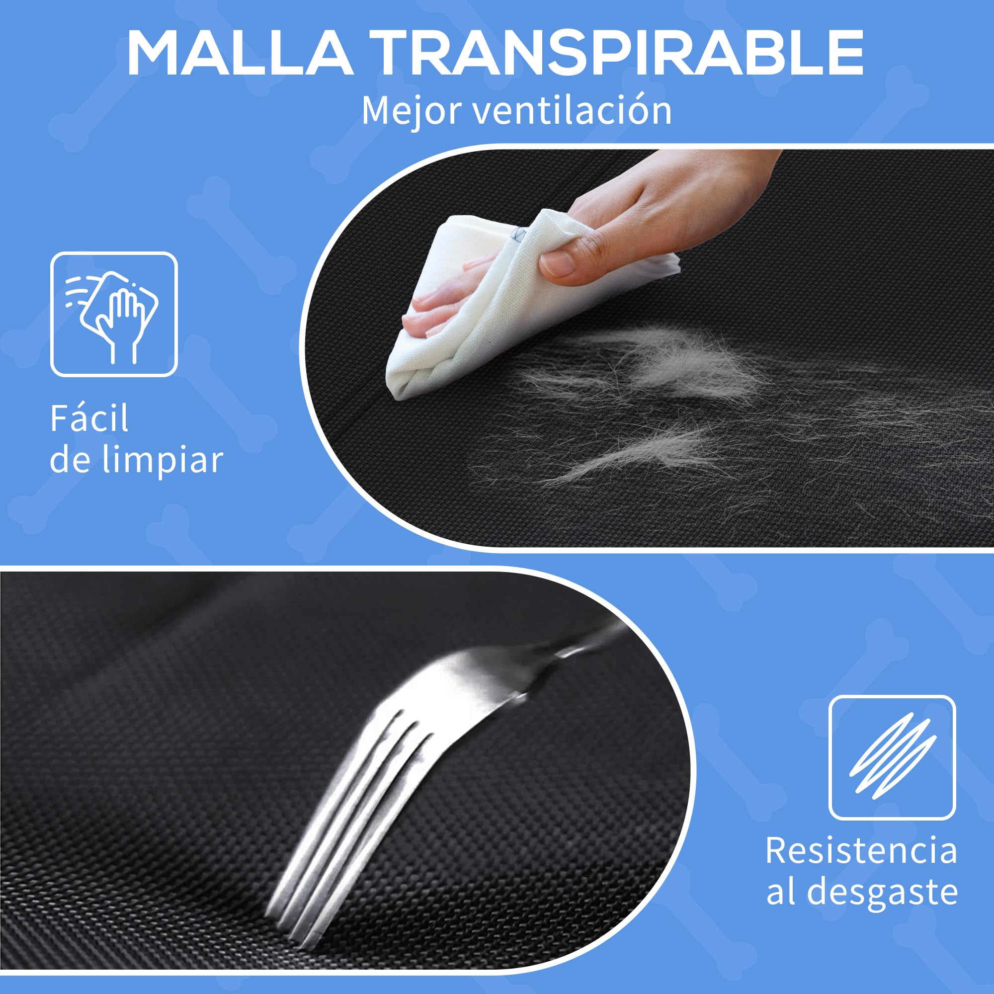 PawHut Cama Elevada para Perros, Refrescante y Transpirable, Cama para Perros Pequeños, 91x69x29 cm, Malla de Textilene, Reposacabezas Inclinado, Marco de Metal, para Interior, Exterior, Negro