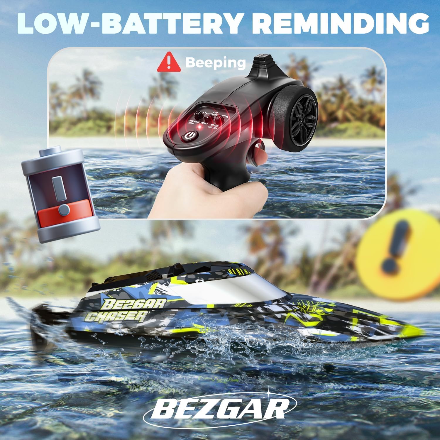 BEZGAR TX123 Remote Control Boats - Fast Speed RC Boat 32+ KPH with Suitcase for Lakes & Pools & Salt Water — Amazon image 5
