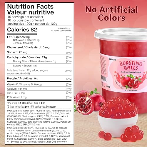 Miniatura 2 de BREXONIC - Perlas de boba explosivas, bolitas de tapioca para té de burbujas, bebidas y postres, sabores frutales a fresa, mango, arándano y