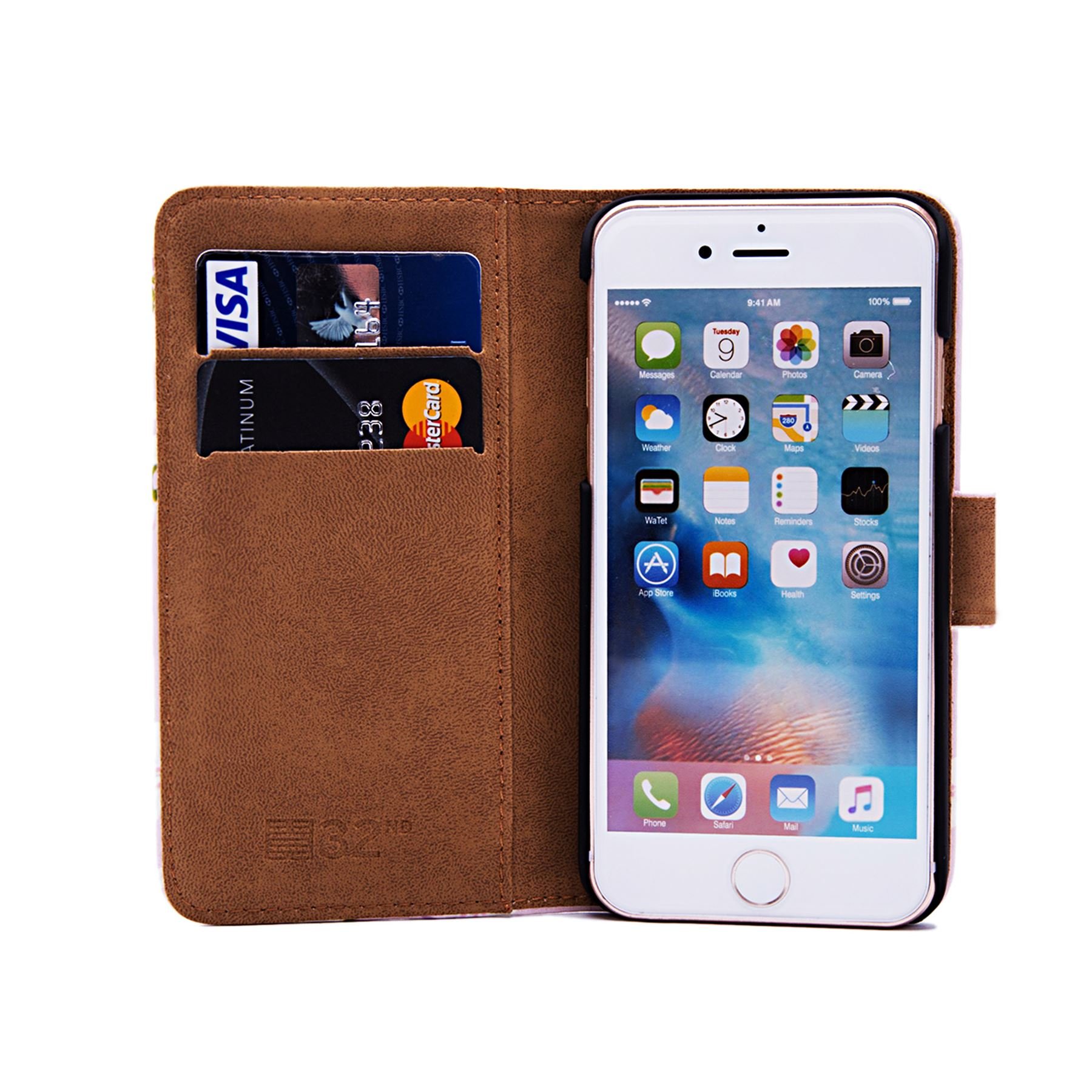 Custodia A Portafoglio In Pelle Per IPhone 7 Plus / 8 Plus - Motivo Floreale Con Sole, Chiusura Magnetica E Slot Carte - 2