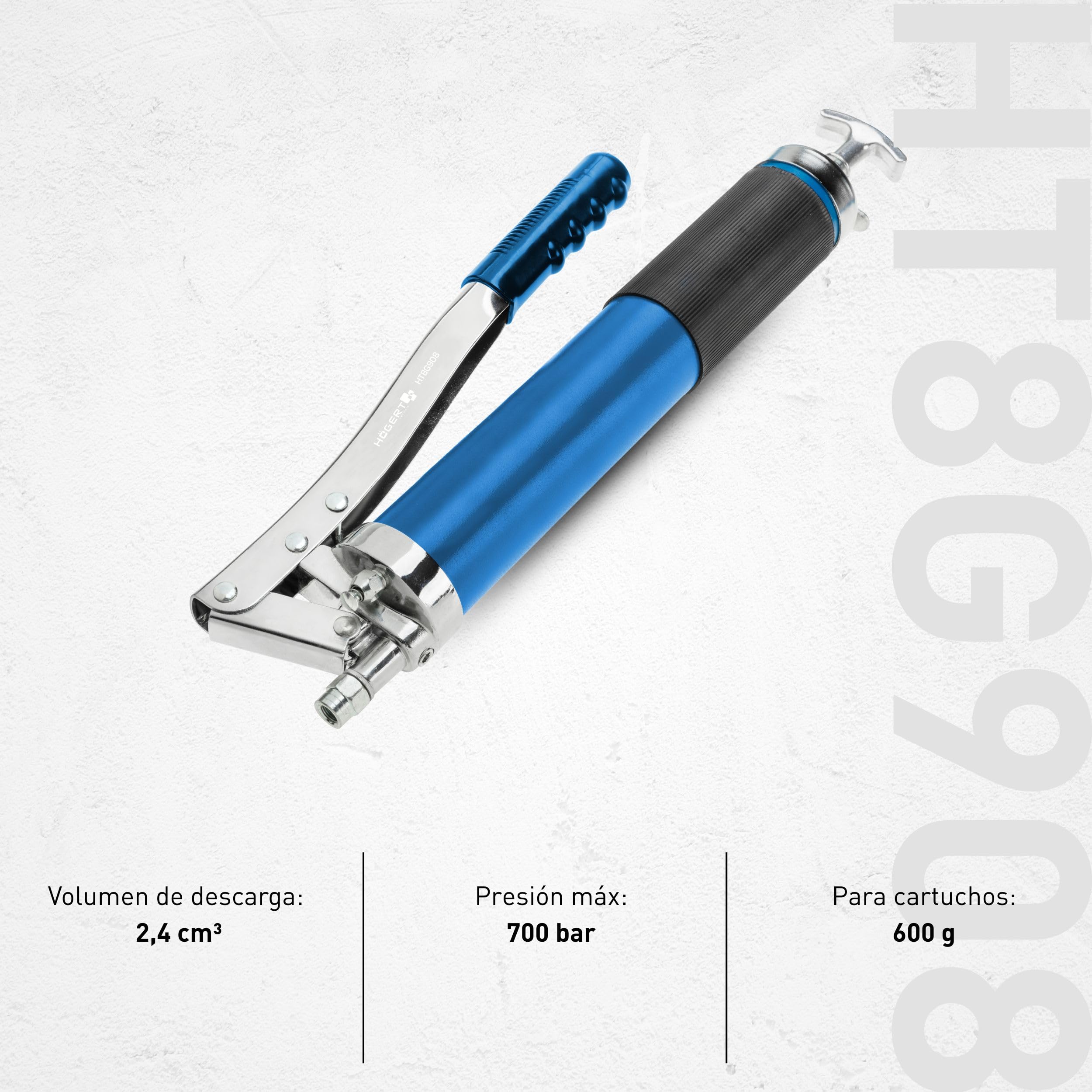 HÖGERT TECHNIK Pistola de engrase 10000 PSI, manual 600 g, con palanca y tubo de presión, dosificación precisa, manguera para lubricación sencilla