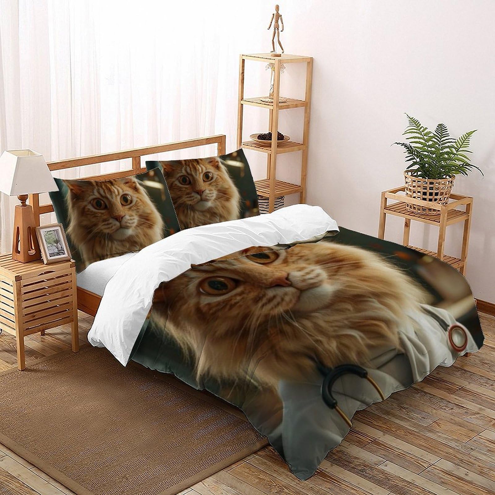 Housse de couette animaux 3D King 220x240 en microfibre résistante et sans repassage pour lit enfant