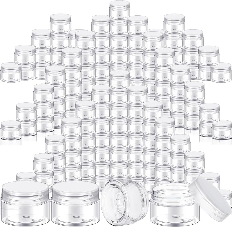 SATINIOR Frascos Plásticos Redondos com Tampa de Rosca, 30 mL, Transparentes, Pacote com 100