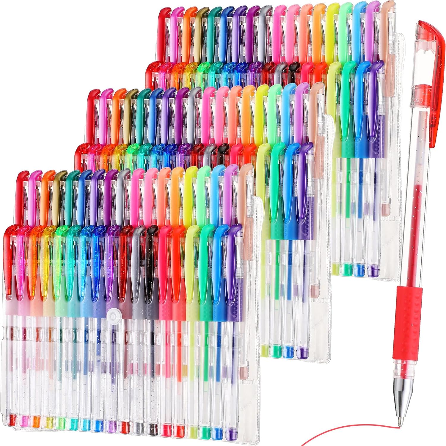 Gueevin 216 Pack Glitter Gel Pens 36 Colors Gel Pens Set for Kids Adult Coloring Books Colored Marker for Art Craft Scrapbook Sketch Draw Write Doodle Gift