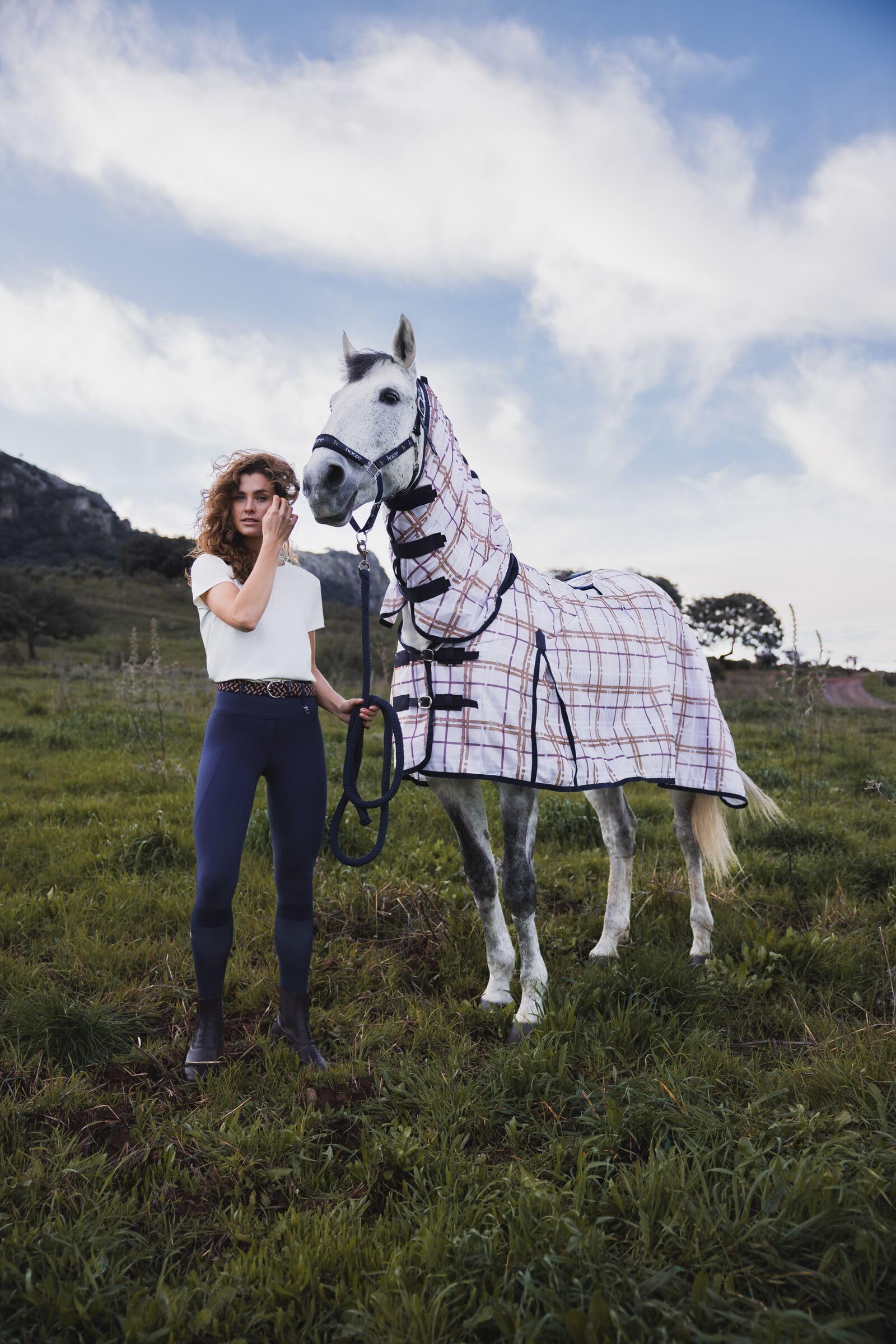 Couverture Anti-Mouches Horze Defender Avec Encolure Et Toupet – Protection UV Et Insectes Pour Cheval
