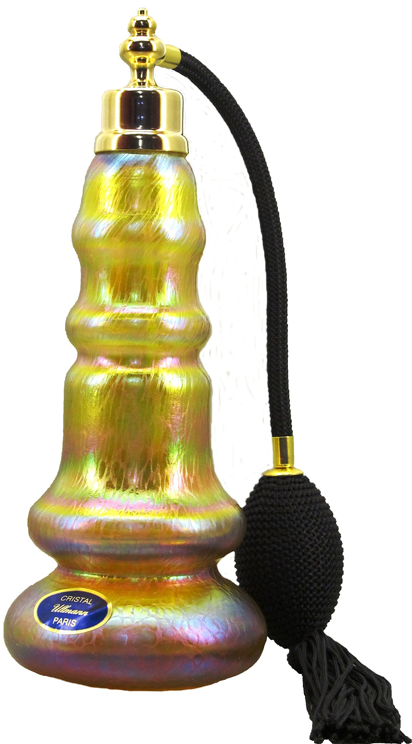 Vaporizador de perfume recargable con borla negra estilo Art Nouveau