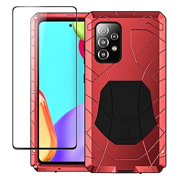 Foluu Galaxy A52 5G Case, Galaxy A52 5G Metal Phone Case, Aluminum Metal Shockproof Bumper Frame Case Soft Rubber Silicone Military Heavy Duty Hard Case for Samsung Galaxy A52 5G 2020 (Red)