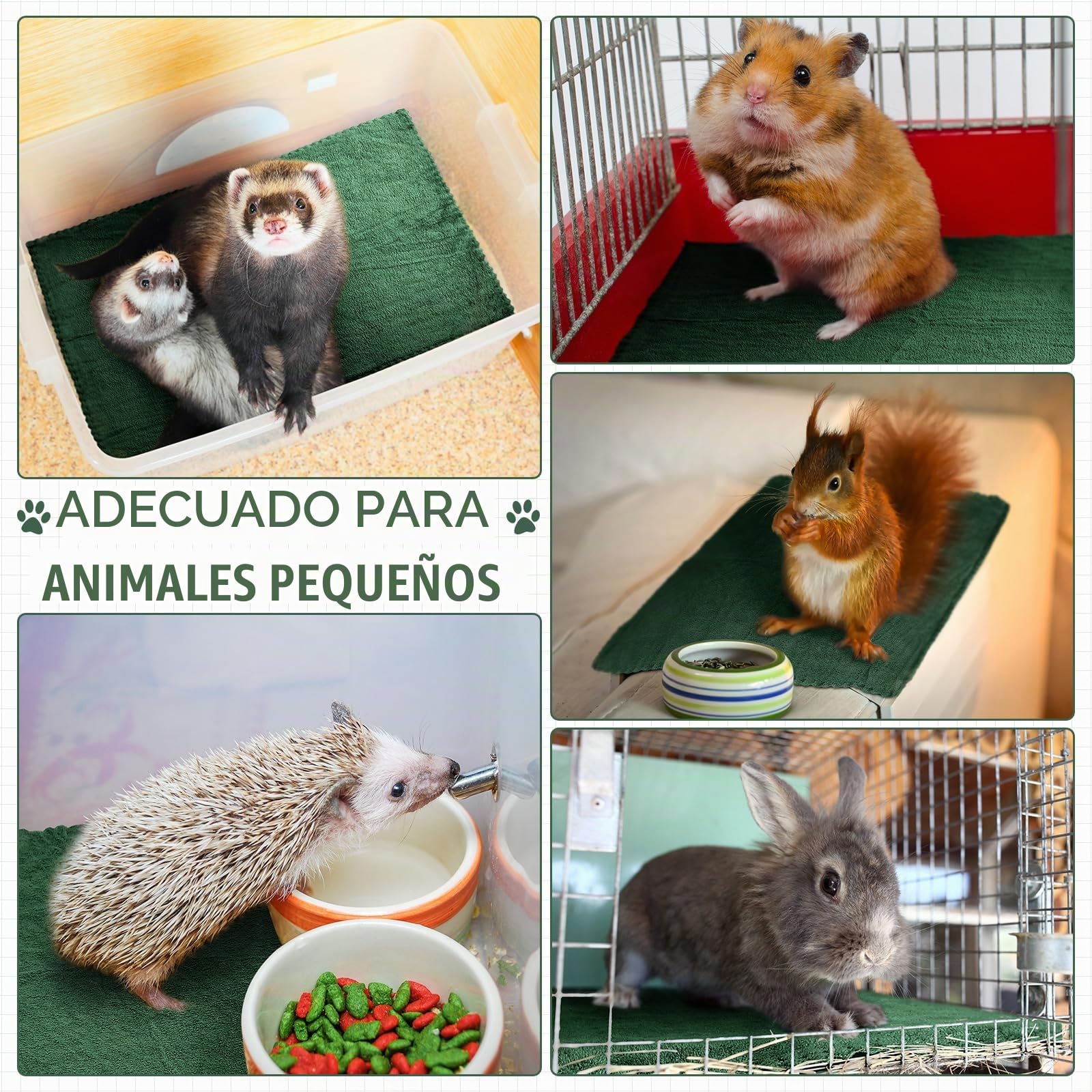 Panelee 10 Mantas de Cobayas Impermeables Alfombra de Jaula Absorbente Lavable de Mascota Almohadilla de Orina Reutilizable de Animal Pequeño Cubierta Forro Cama Dormir