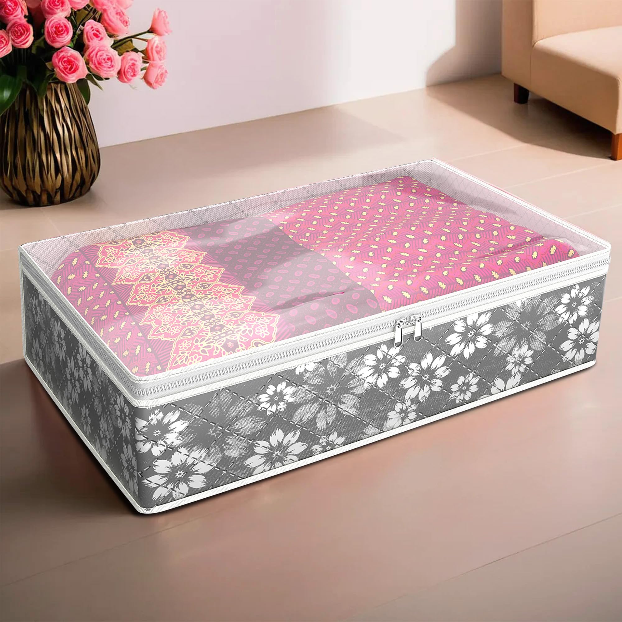Kuber Industries Lehenga Storage Bag | Waterproof Gown Cover | Salwar Suit Storage Bag | Top Visible Window Base Cover | Woolen Cloth Bag | Cloth Storage Bag | Large | Gray (B0CTMQGDKH) Amazon Price History, Amazon Price Tracker