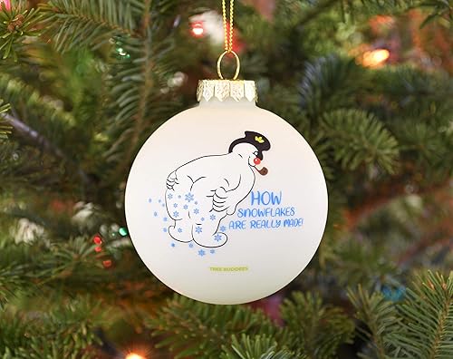 Miniatura 6 de Tree Buddees Divertido muñeco de nieve pedos - cómo se hacen realmente los copos de nieve! Adorno de bombilla de vidrio
