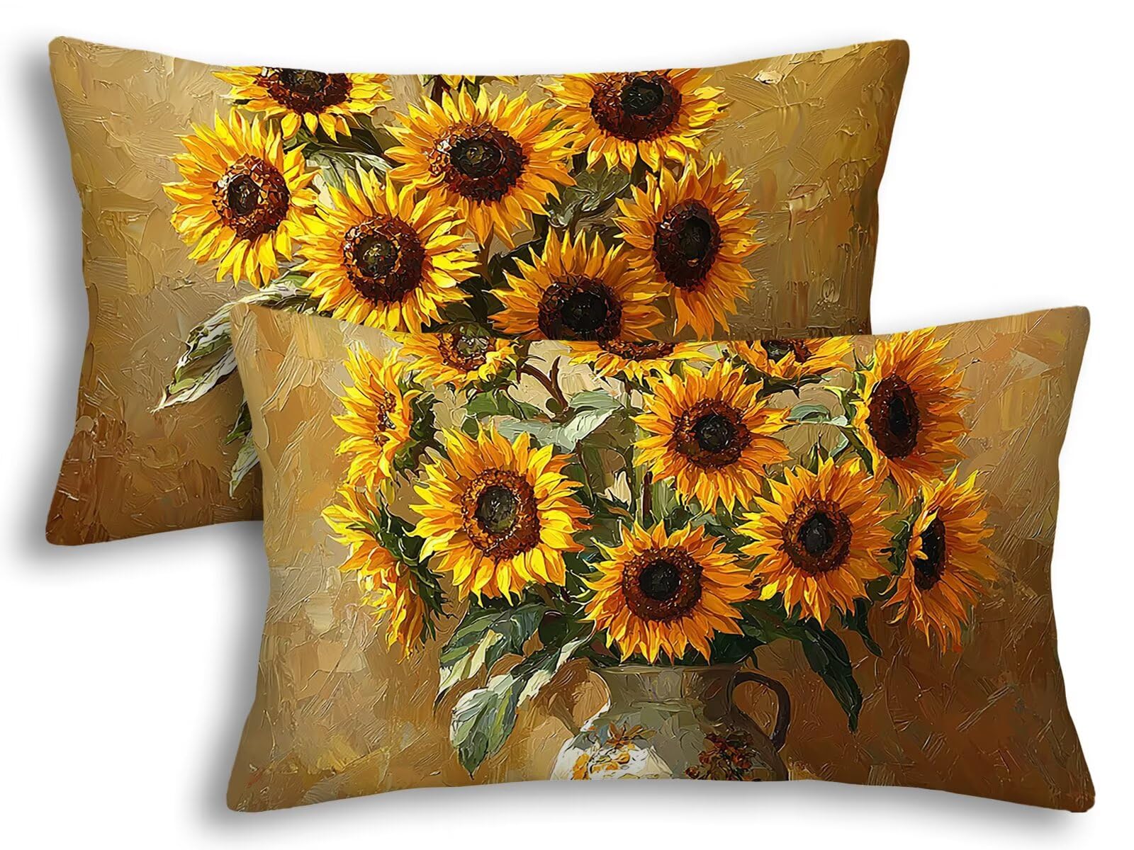Fundas de Cojines Rectangulares para Dormitorio y Salón con Estampado Floral de Girasol