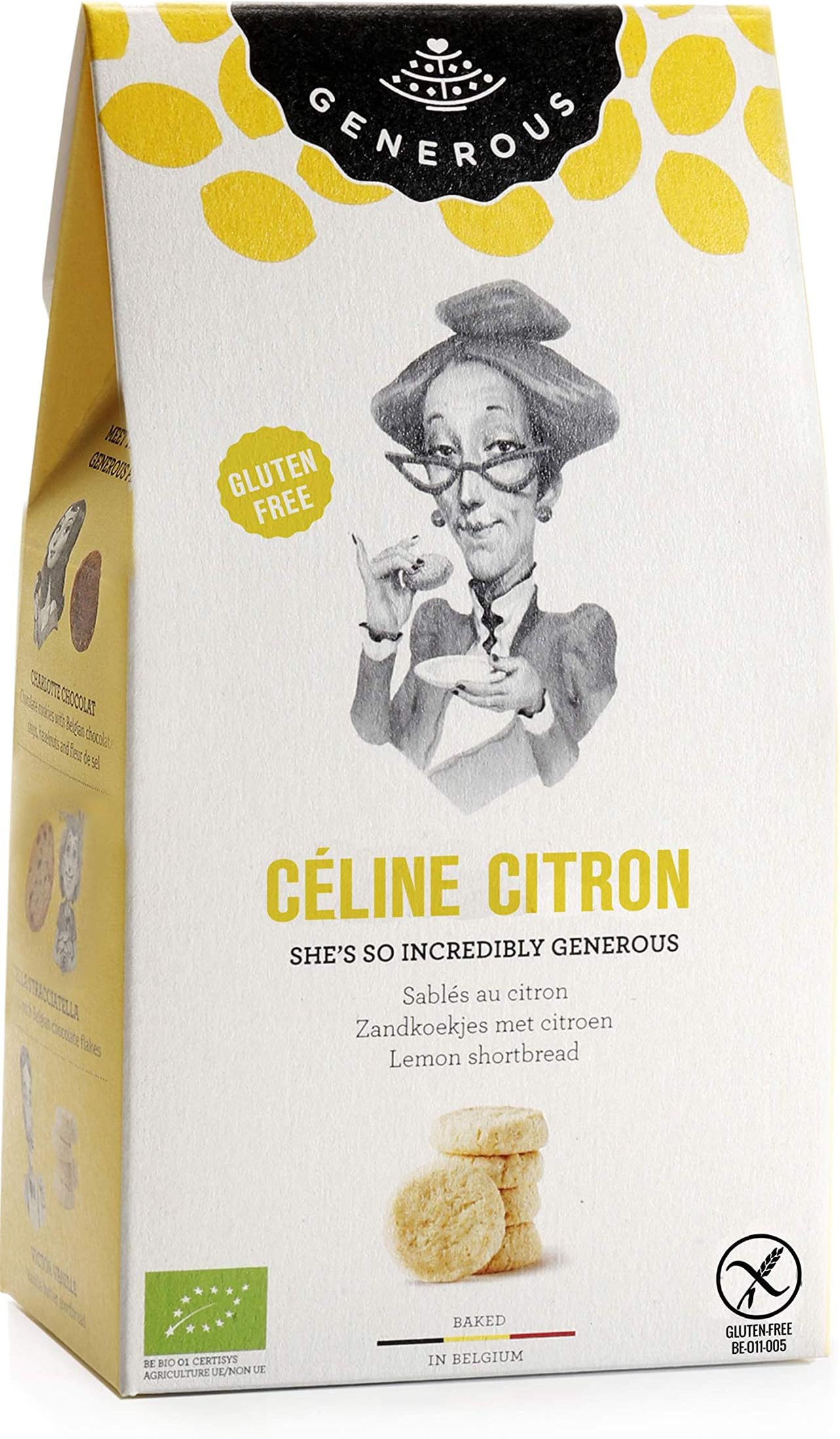 Generous Celine Citron Lemon Butter Shortbread Cookies, 120 g, Pack of 4