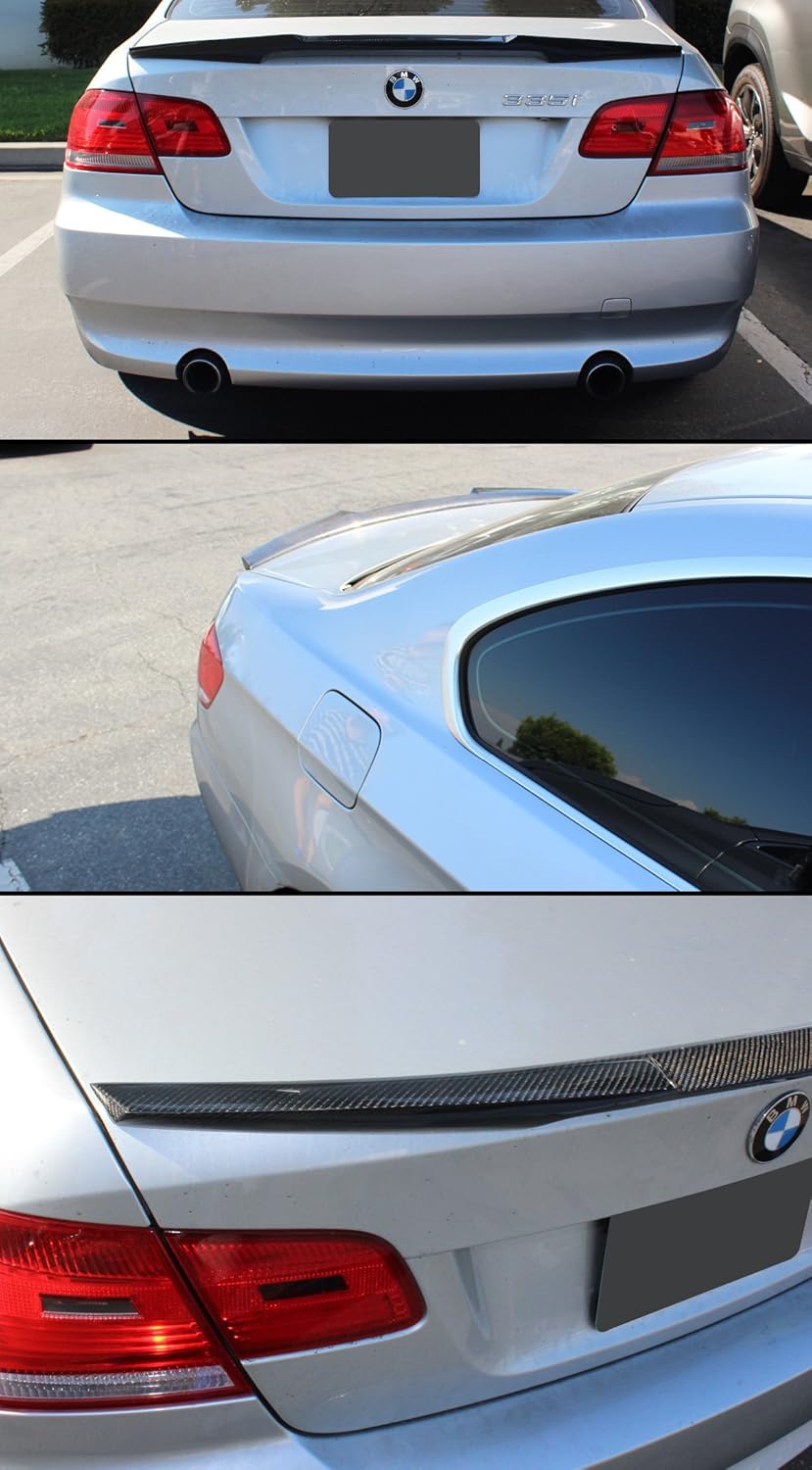 M4 Style Highkick Carbon Fiber Trunk Spoiler Wing Compatible for 2007-2013 BMW E92 335i 328i & E92 M3 2 Door Coupe 3