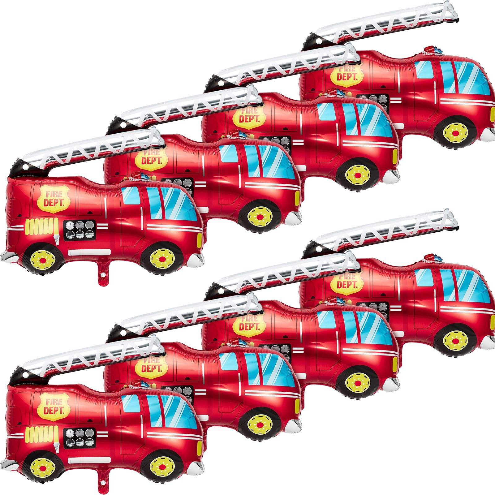 8 Pieces Firetruck Balloon Large Jumbo Helium Red Fire Truck Foil Balloon Fire Truck Balloon for Birthday Party Decorations