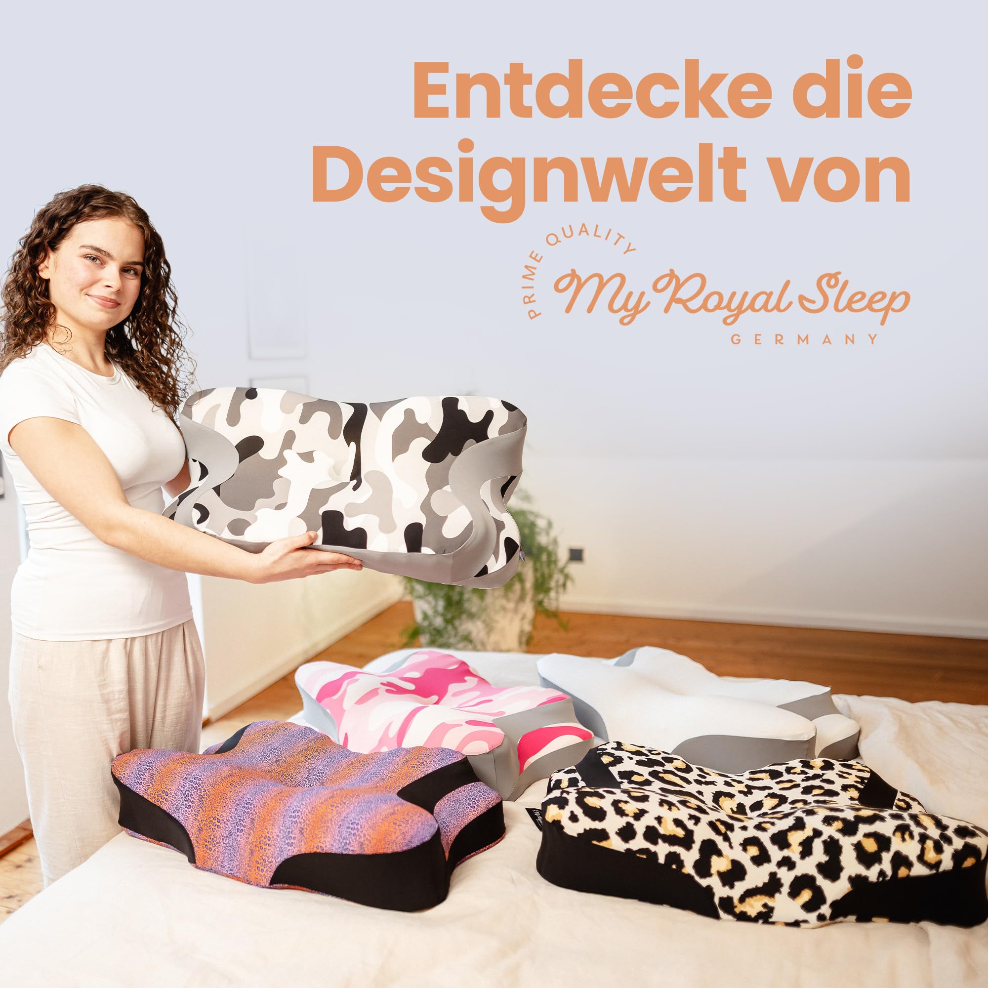 Nackenkissen – Ergonomisch [Höhenverstellbar] | Seitenschläferkissen Nackenstützkissen Rückenschläferkissen Memory Foam Kopfkissen – Natürliche Nackenhaltung | Design Classic Grey White