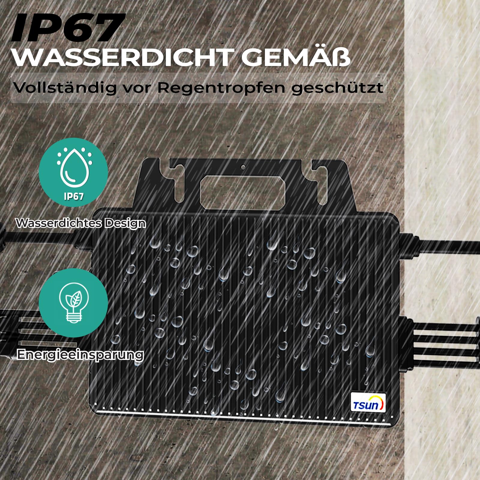 TSUN Mikro-Wechselrichter 2000W TSOL-MS2000 für Balkonkraftwerk, IP67 wetterfest, 4 MPPT, Bluetooth & WiFi, inkl. 5m Anschlusskabel, Micro Inverter