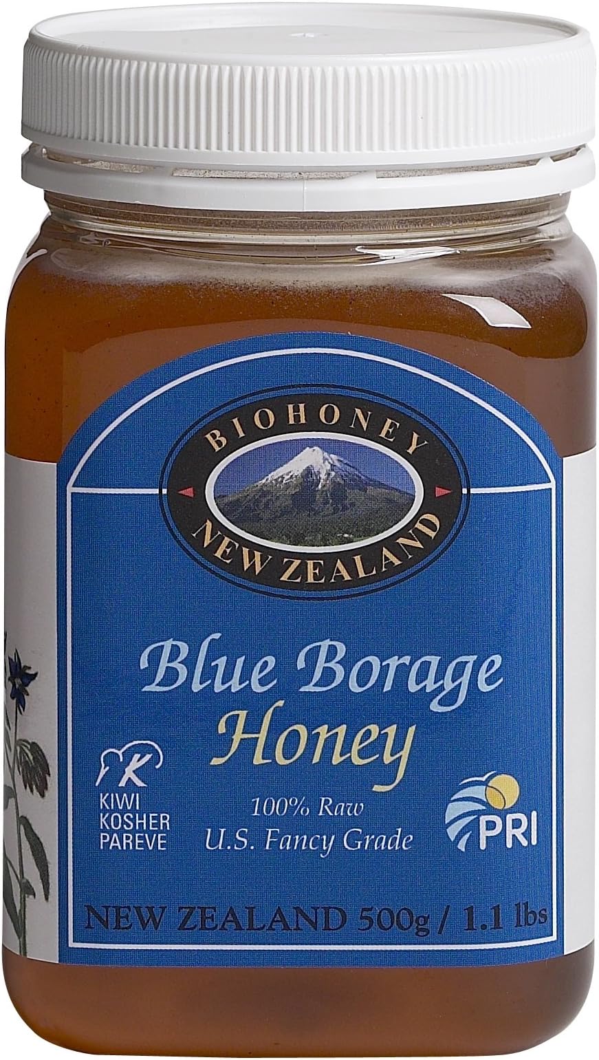 Pacific Resources New Zealand Blue Borage Honey, 500g, 1.1 lb.