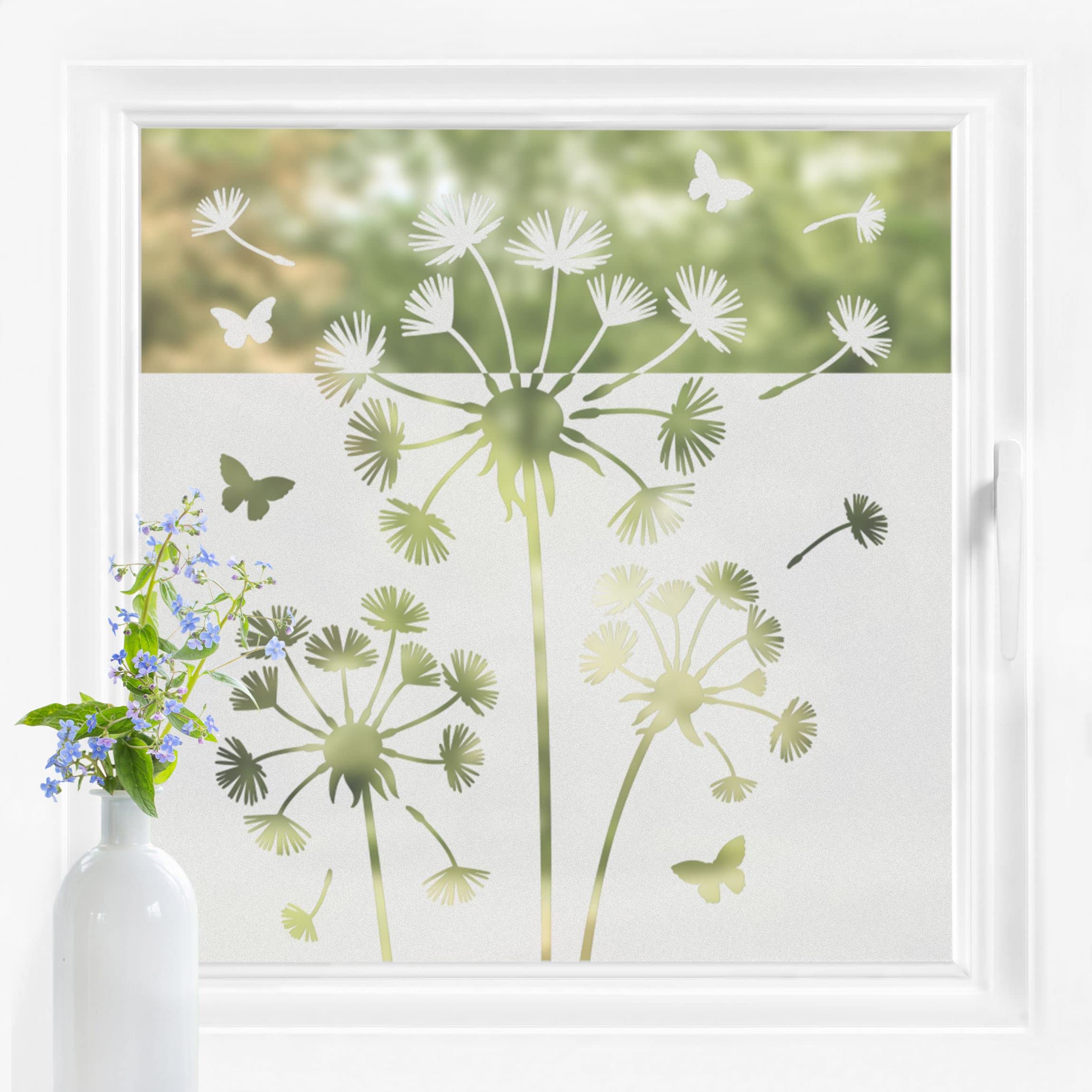 Bilderwelten Fensterfolie Sichtschutz Pusteblumen 80 x 80 cm Milchglasfolie Sichtschutzfolie Fenster Folie Blickdicht Anti-UV Statisch Haftend Quadrat Küche, Haushalt & Wohnen
