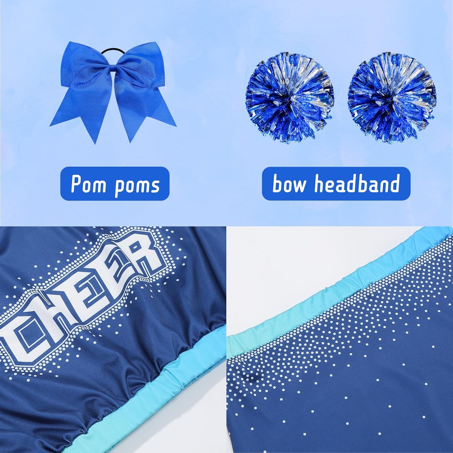 yolsun Cheerleader Costume for Women Cheerleading Crop Top Skirt Set High School Uniform Cheerleader Outfit for Halloween
