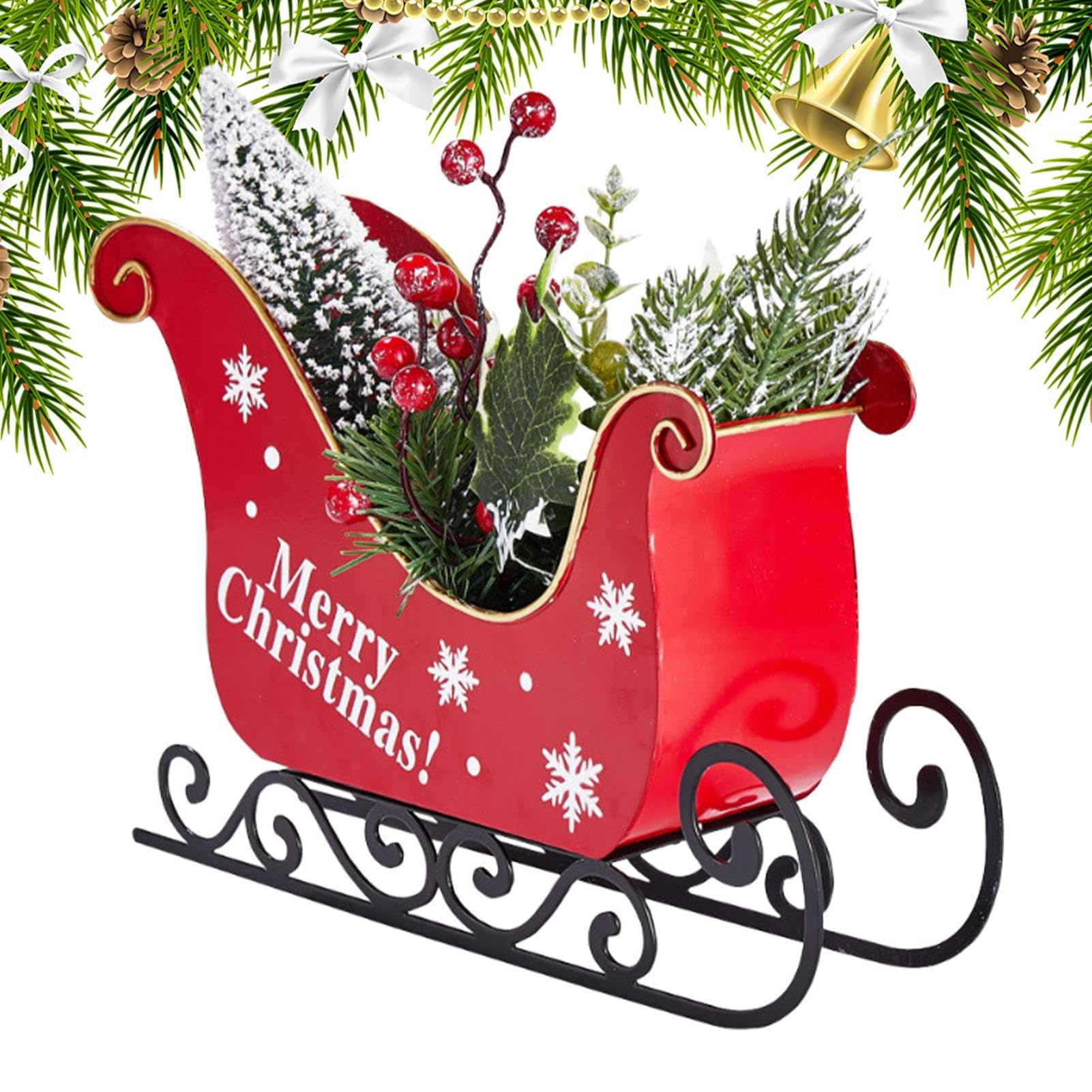 Décorations pour sapin de Noël : luge en bois ajourée 3D pour fête de famille