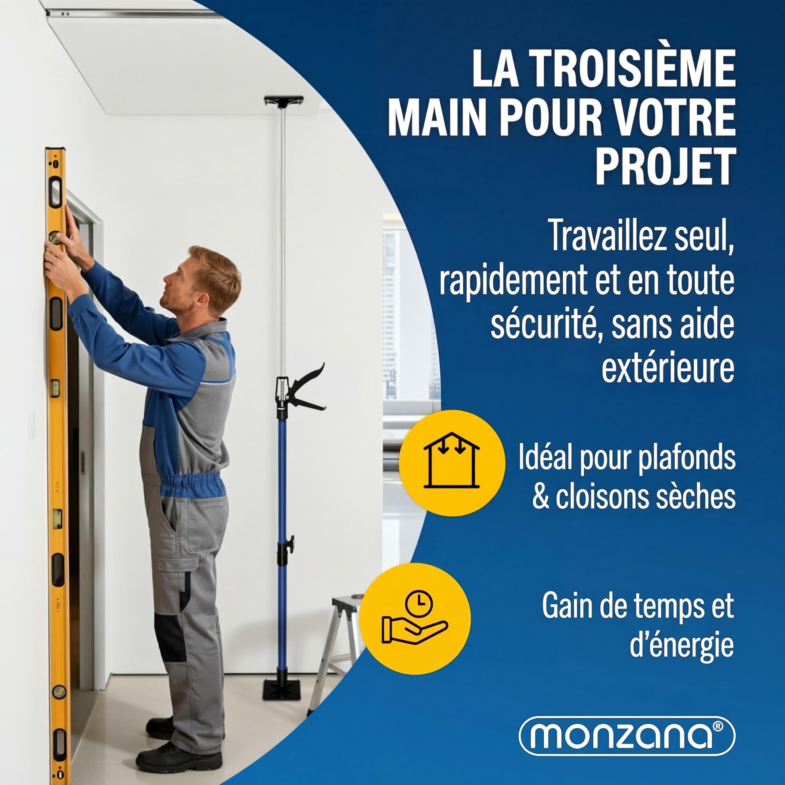 MONZANA® Set de 4 étai de porte/soutien acier réglable en hauteur 115-290cm max. 30kg bricolage atelier maison garage étai soutien télescopique