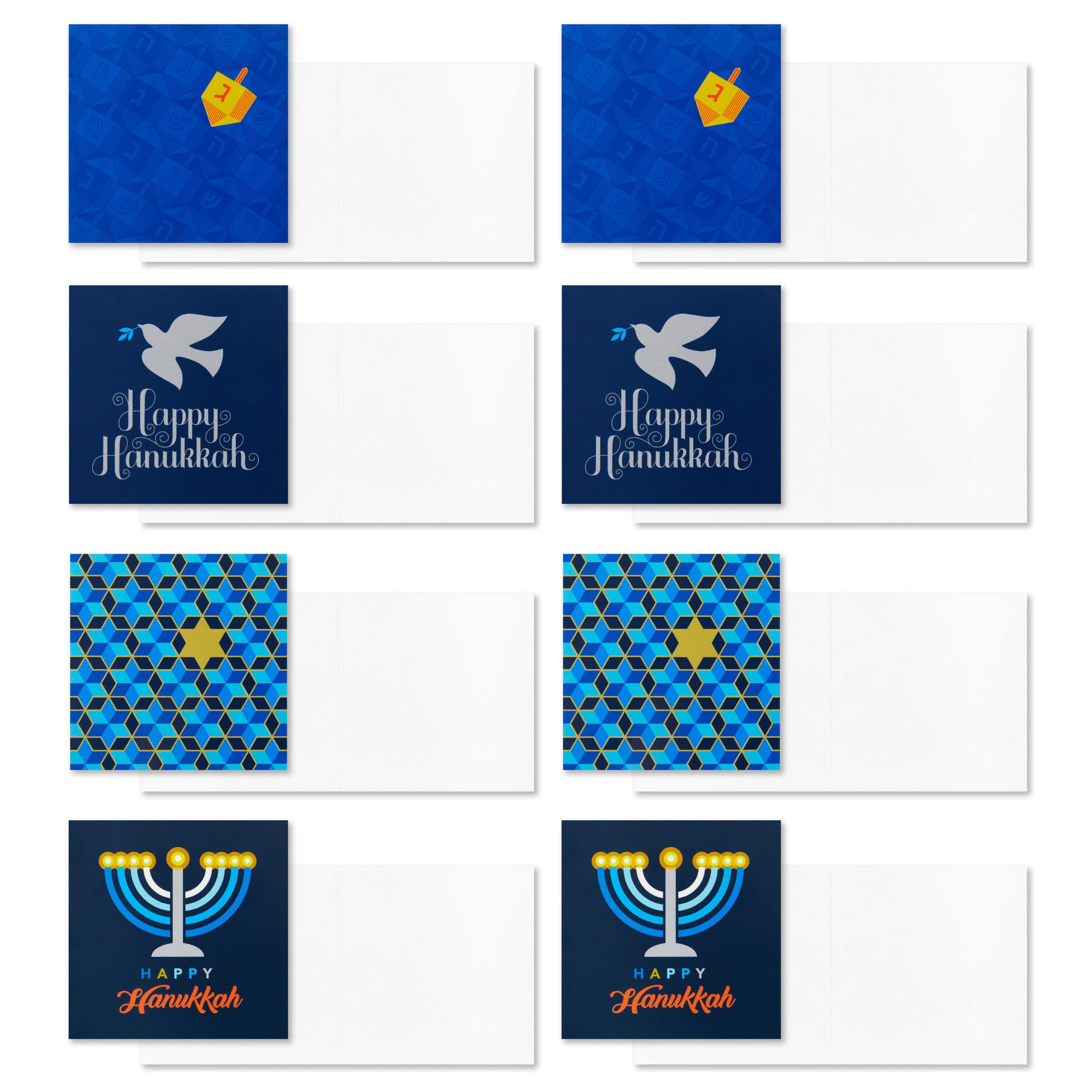 Hallmark Baum des Lebens Hanukkah Geschenkanhänger mit Band, Aufkleber-Siegeln, und Mini-Notizkarten (Davidstern, Menora, Dreidel, Blau, Gold, Orange) für Geschenktüten und verpackte Geschenke