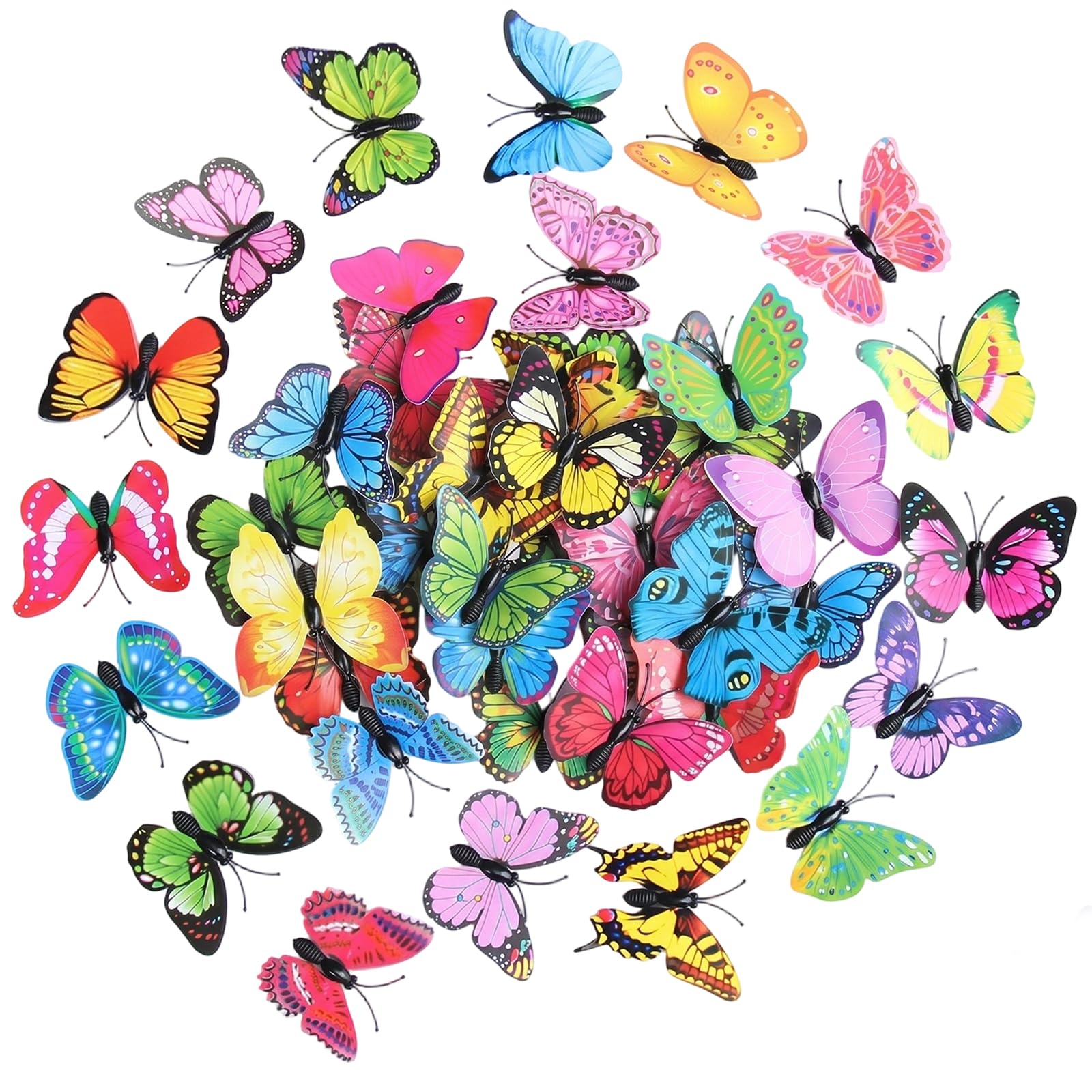 30 Pezzi Farfalle Decorative con Spilla di Sicurezza, Farfalle 3D in PVC da 6cm per Decorazioni Tende, Zaini e Abbigliamento, Colori Vivaci Assortiti per Casa e Ufficio