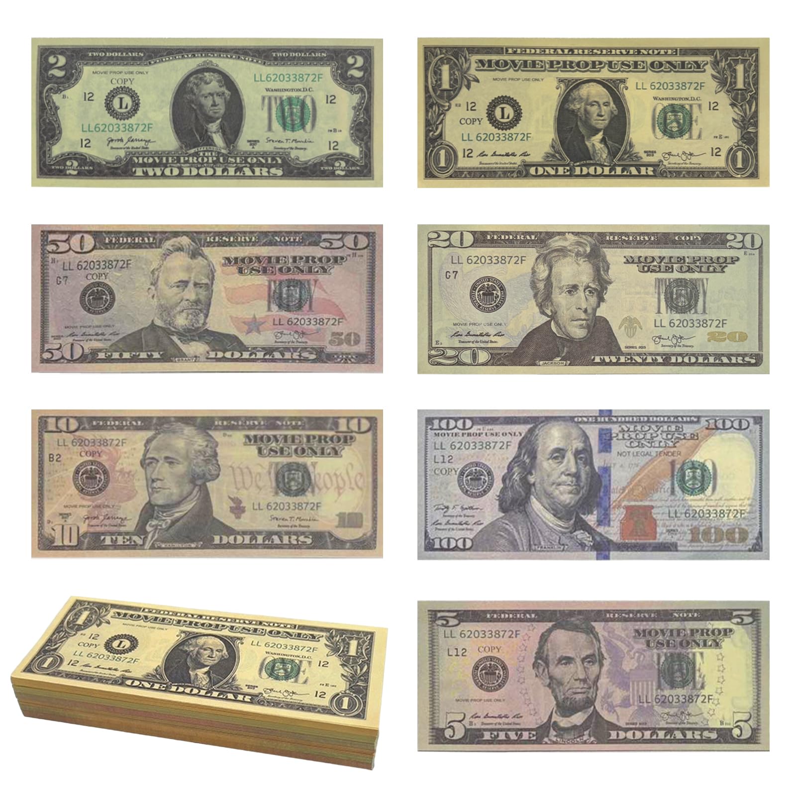 210 PCS Fake Money Set, 7 Denominations Prop Money Notes, Play Money for Board Games Pranks, Party Decorations
