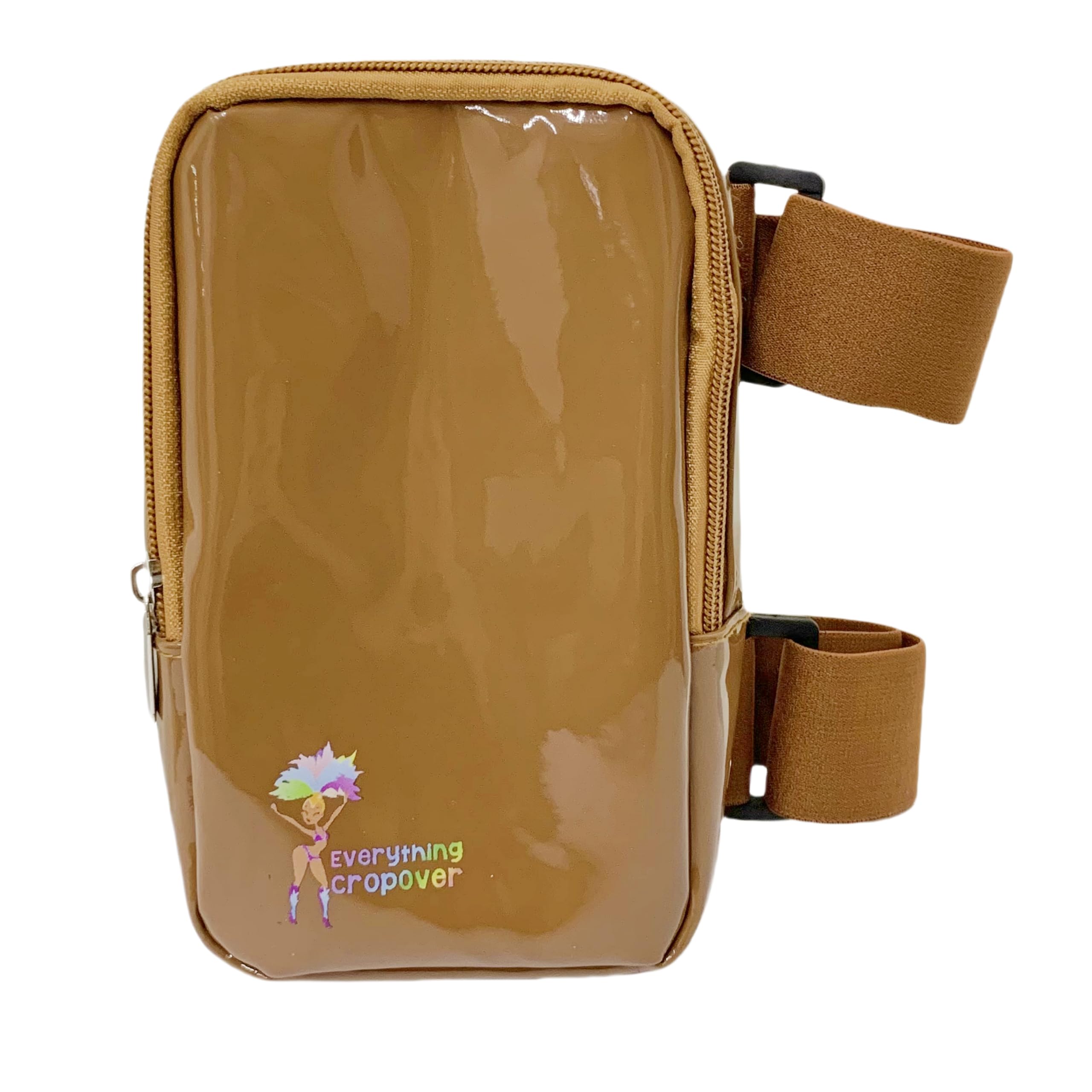 Glossy Thigh Bag | Carnival Leg Harness for Women | Outdoor Waist Pouch | J'ouvert Travel Leg Pack with Adjustable Colored Straps | Medium Brown