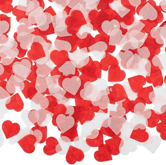 Probuk 6000 Pcs Hearts Confetti 1 Inch2.5cm Red&Pink&White Colorful Decor Confetti,50g Mix Tissue Confetti Party Table Decorations for Valenines,Weddings,Anniversaries,Balloon,Gift Boxes,Bottles