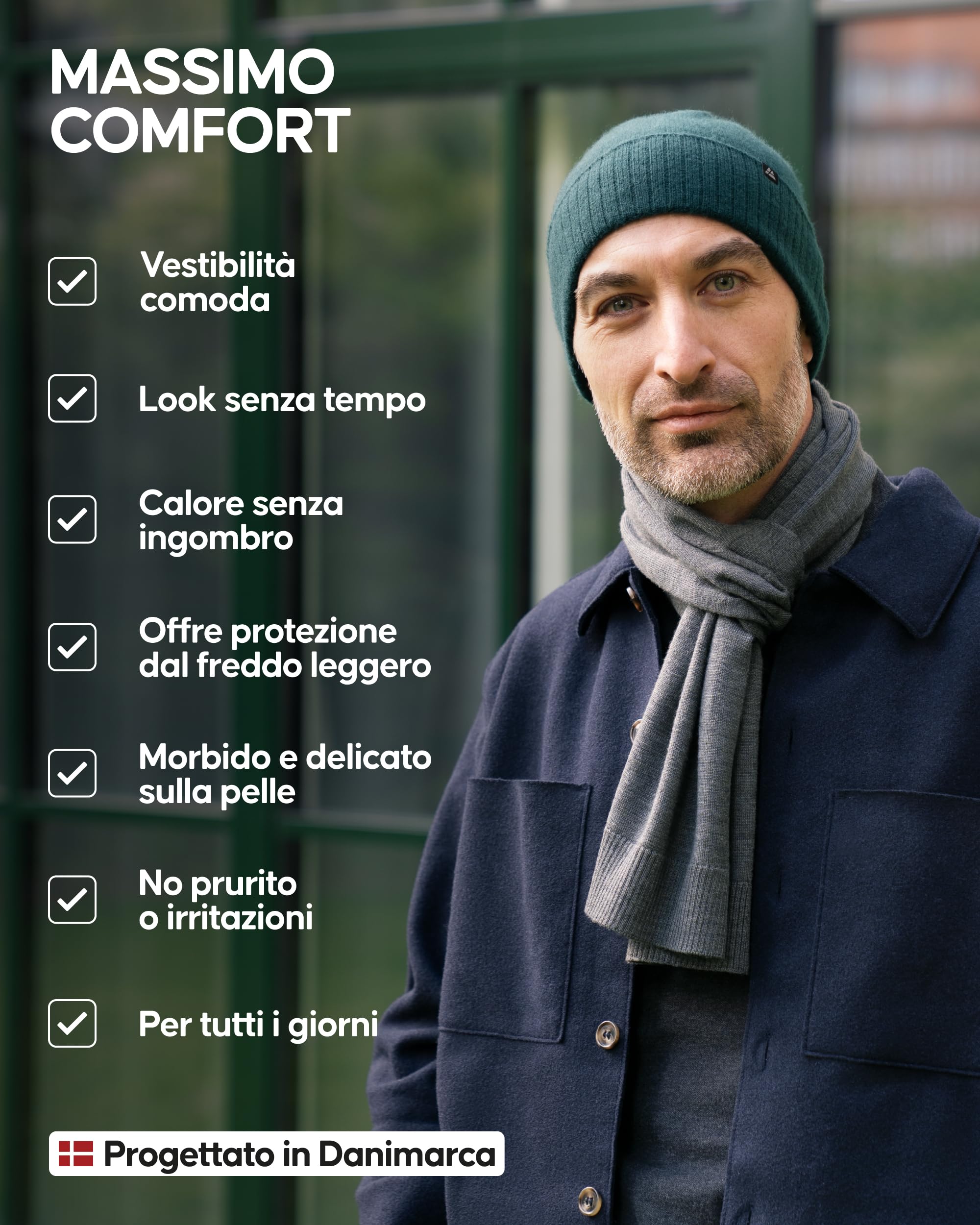 DANISH ENDURANCE Cappello Beanie 100% Cashmere, Uomo Donna, Morbido e Comodo, Caldo per Autunno e Inverno, Comfort Premium
