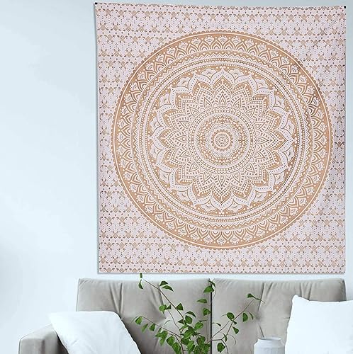 Vista 269 de Popular Handicrafts Tapestry Wall Hanging Hippie Ombre Mandala Bohemian HippyMetallic Shine Intricate Indian Tapestries Bedspread 84 x 90 Inches