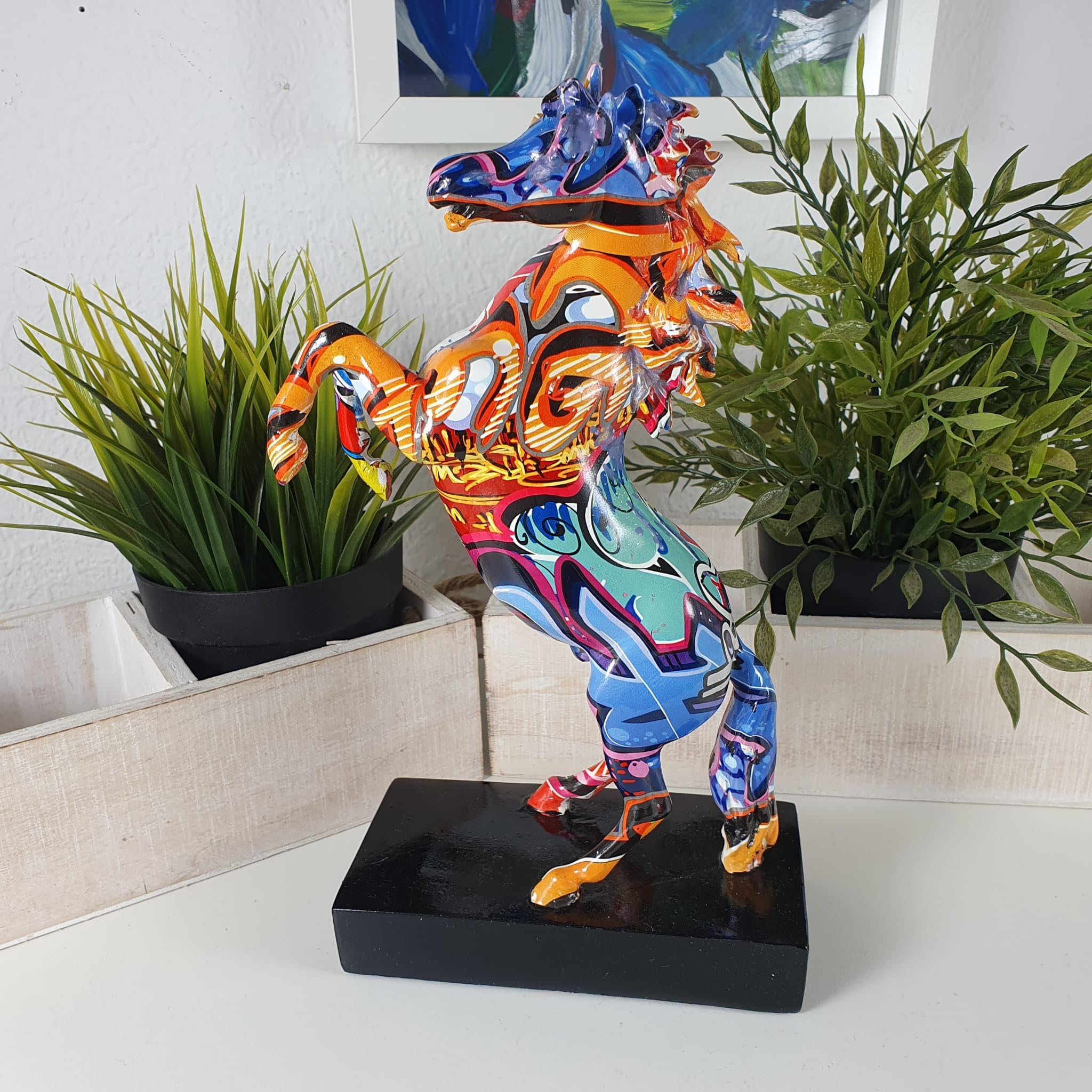 Street Art figurka konia, graffiti, styl 25 cm, figurka dekoracyjna, dekoracja salonu, rzeźba