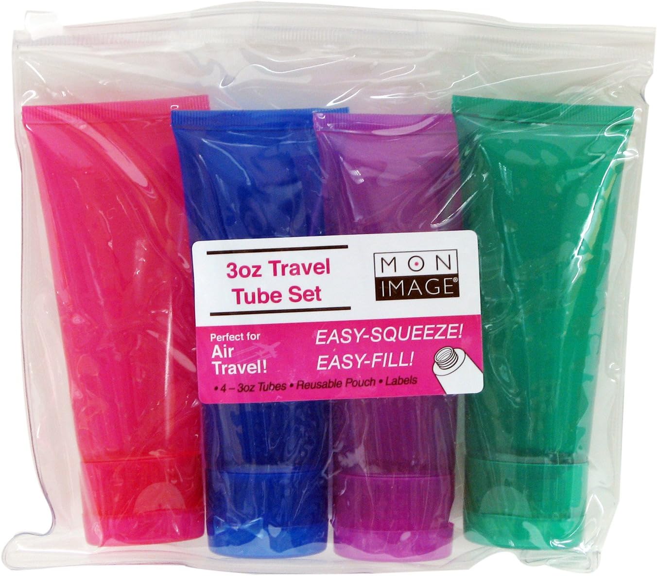 Paris Presents Mon Image Travel Tube Set with Zipper Pouch & Labels, Colors May Vary, 3 Oz.