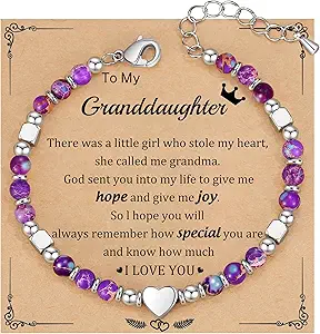 Christmas Gifts for Women, Stocking Stuffers for Teens Beaded Bracelets for Women Gifts for Mom Christmas Gift Mothers Day Gift for Grandma Daughter Bonus Mom Nature Stone Bead Bracelet Graduation Jewelry for Her 2026