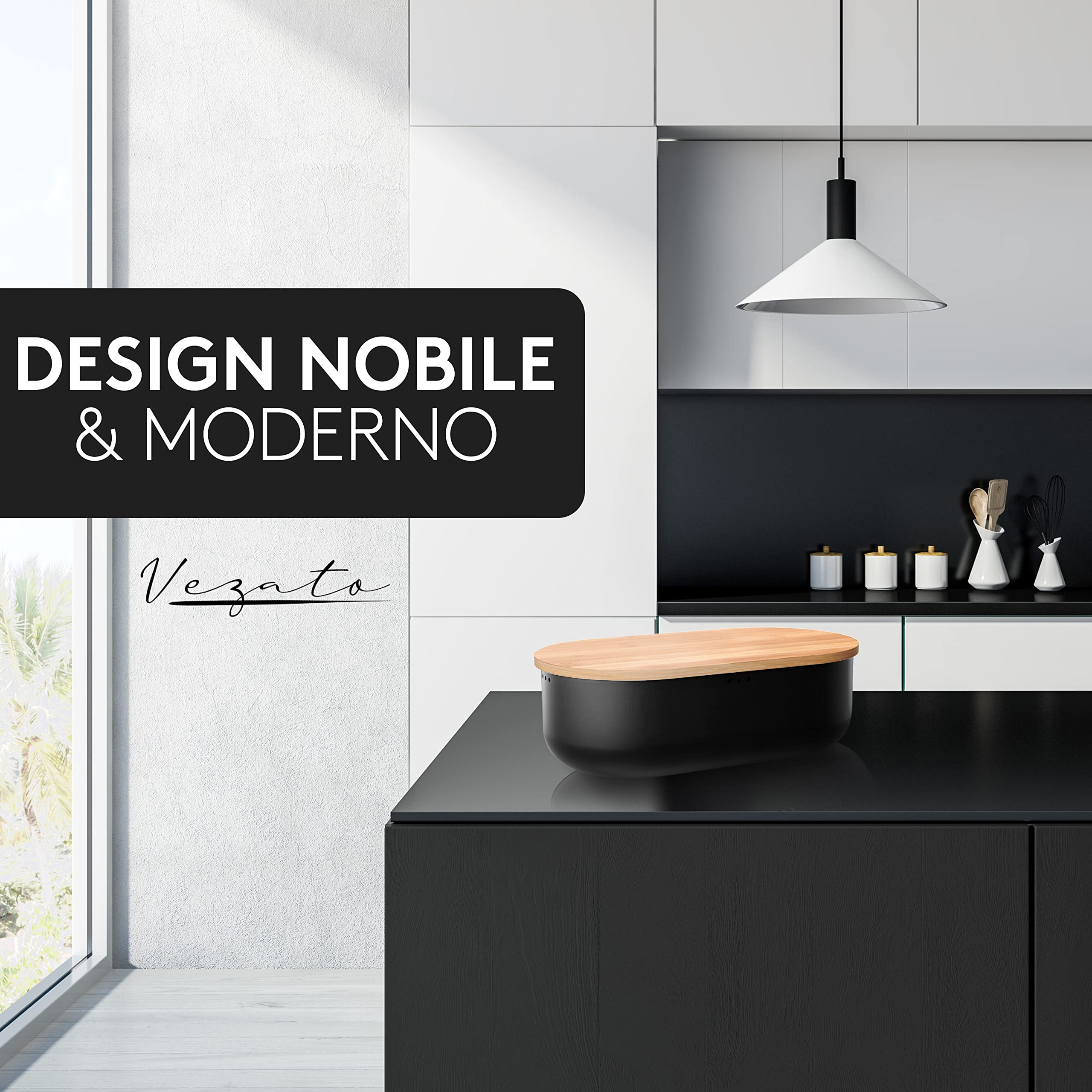 Scatola Del Pane In Bambù Con Tagliere - Portapane Extra Large Per Freschezza Duratura - Foto 7