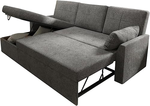 Miniatura 8 de VanAcc Sofá Cama, Sofá Cama - 2 en 1 Sofá Cama Extraíble con Chaise de Almacenamiento, Sofá Cama para Sala de Estar, Lino Gris Gris,Beige,Gris