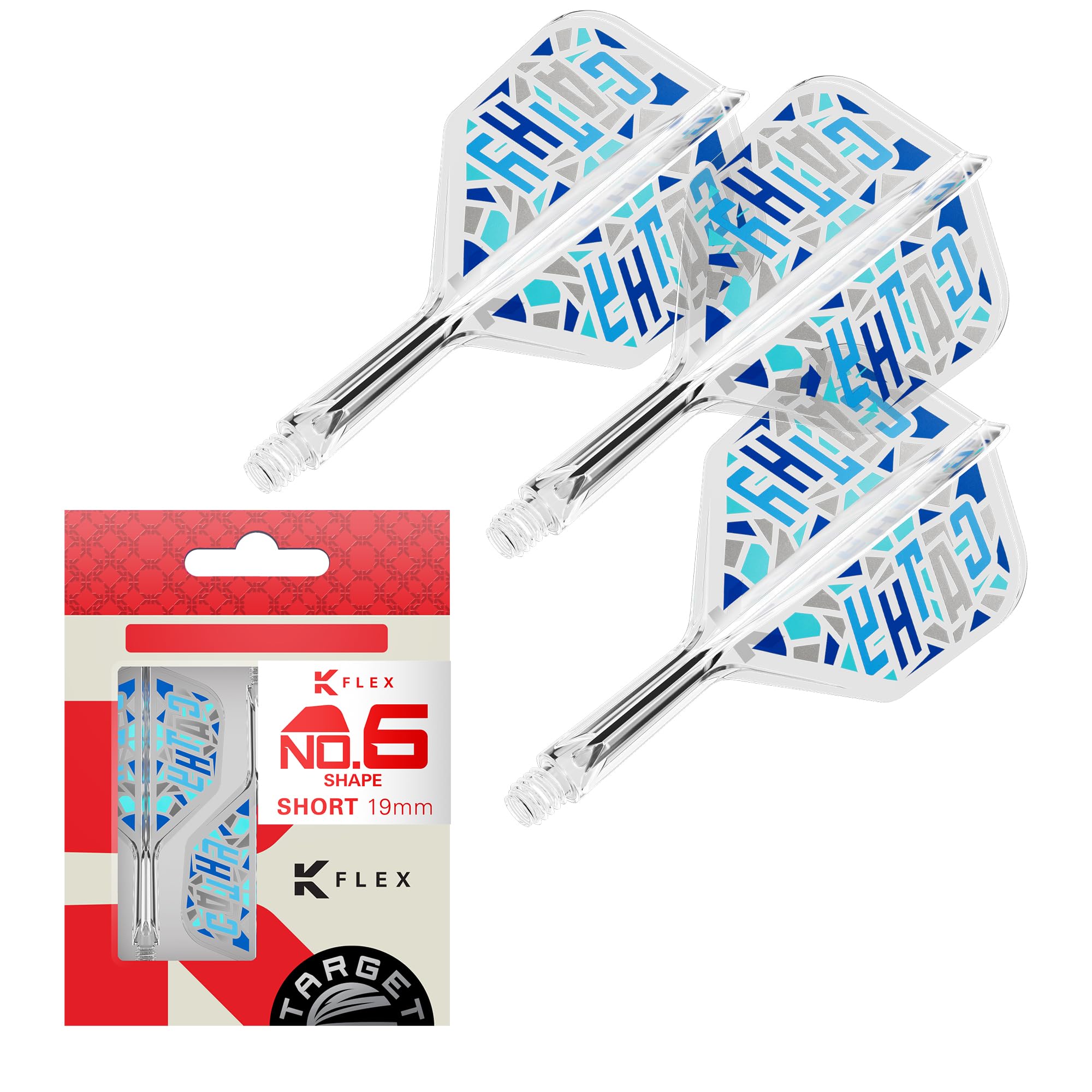 Target Japan Charis 2025 K Flex Dart Flights and Shaft System, No.6 | Pack of 3 Kflex All In One Flight, Cathy Leung Darts Accessories | K-Flex Dart Stem - Short