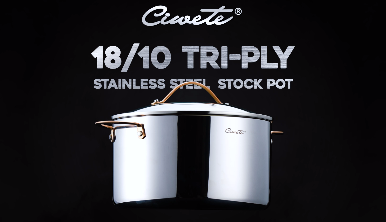 Ciwete Stock Pot 20 Quart, 3 Ply Stainless Steel Stock Pot with
